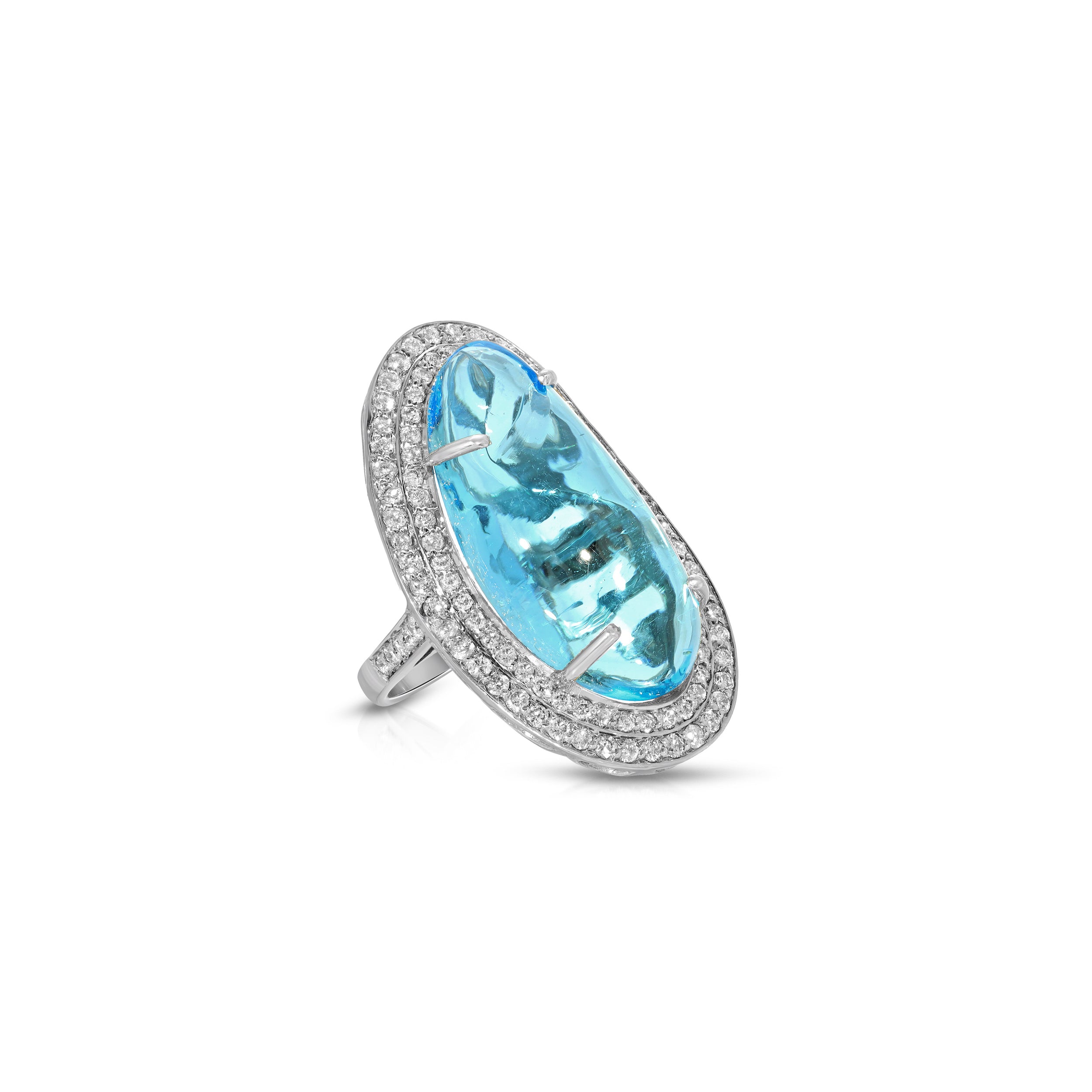 Abstract Blue Topaz Diamond Cocktail Ring