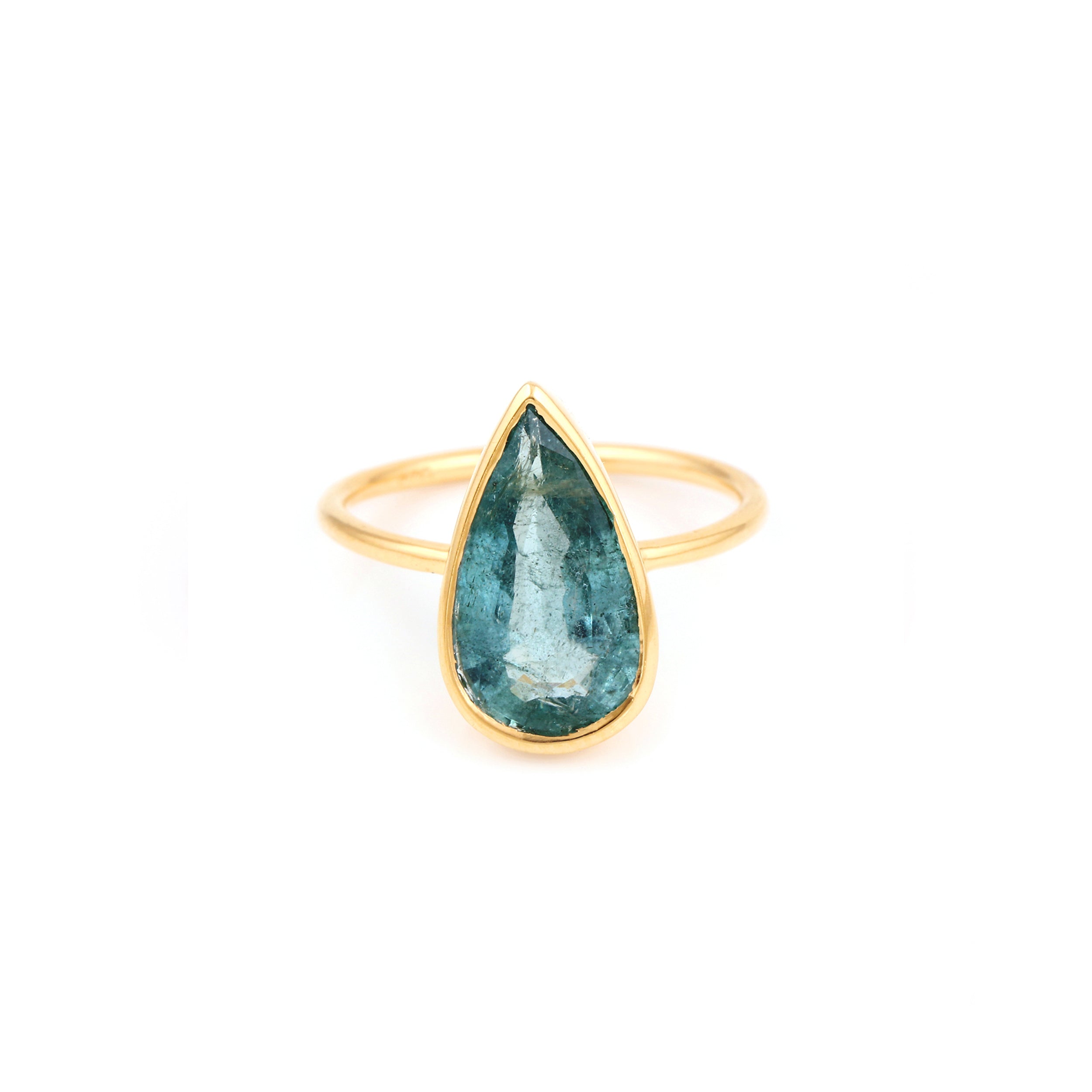 Azure Emerald Pear Drop Signet Ring