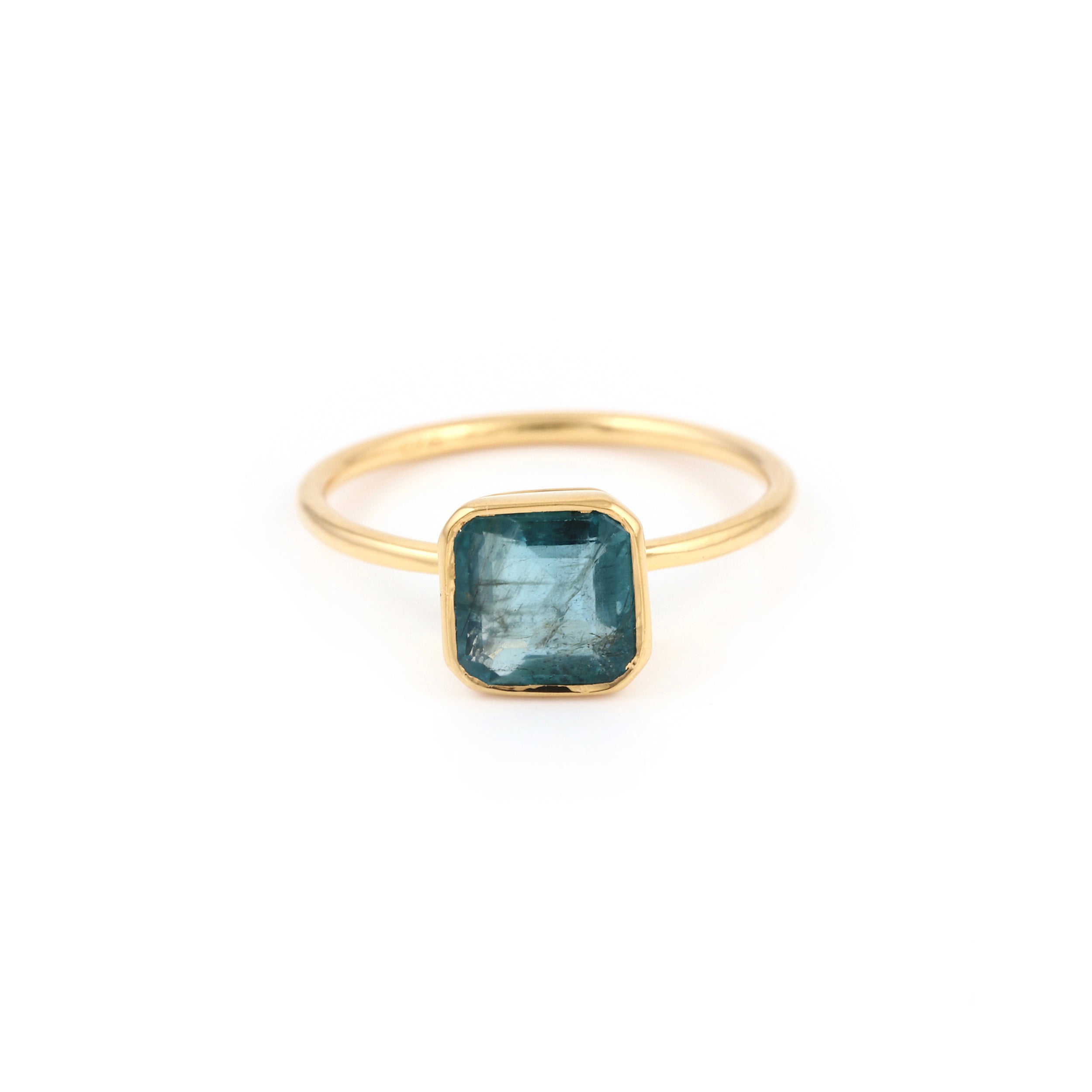 Azure Emerald Cushion Cut Signet Ring