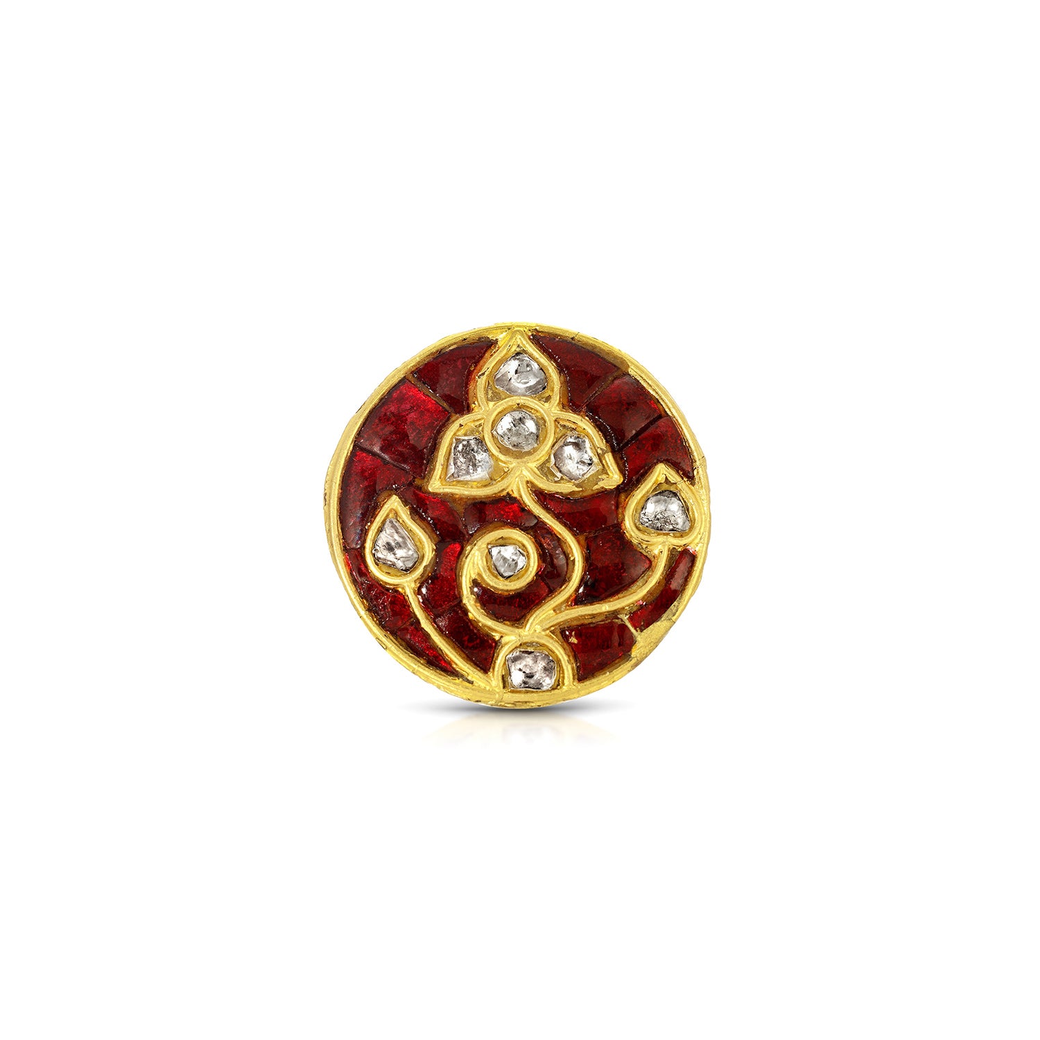 Ruby Diamond Lotus Coin Cocktail Ring