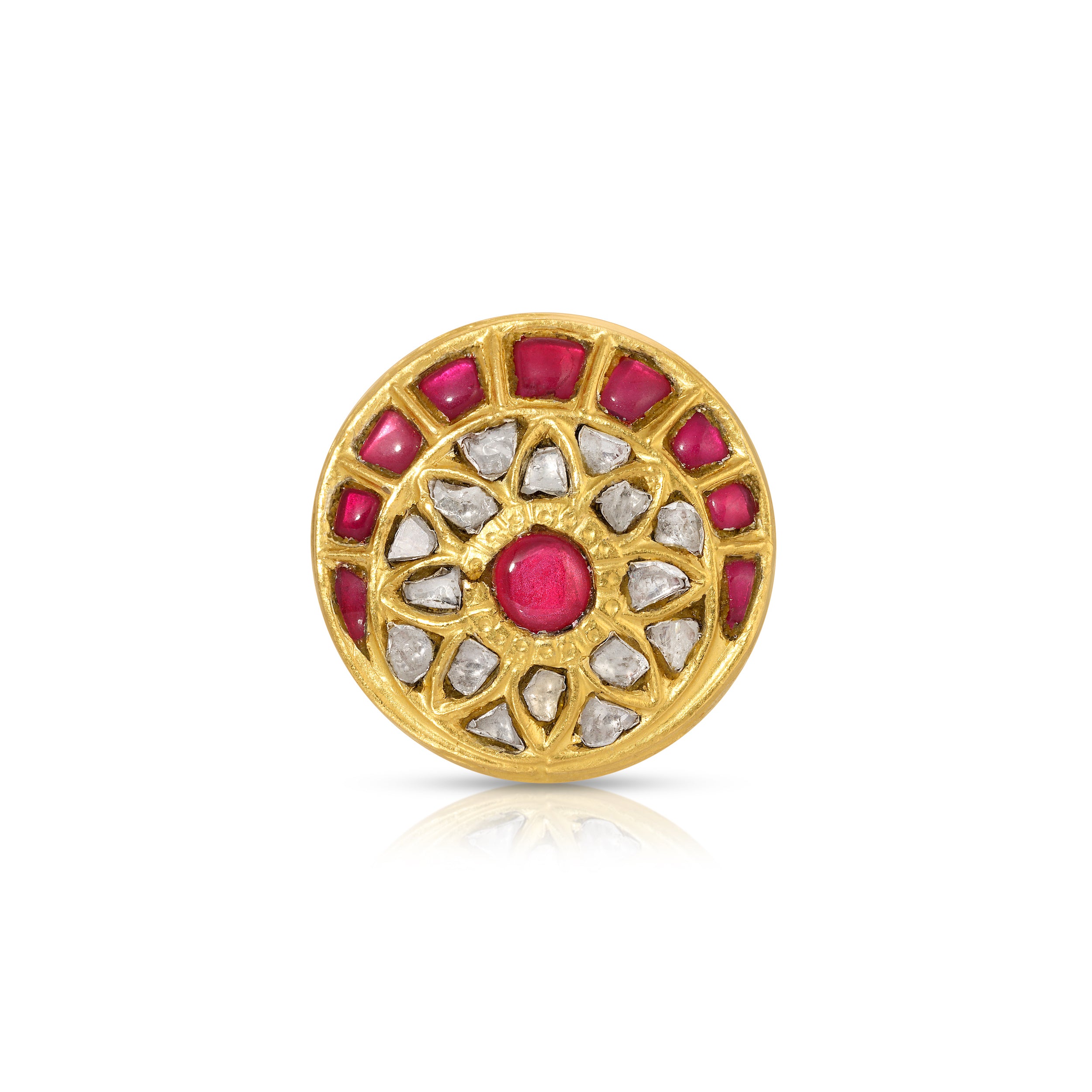 Pink Ruby Diamond Coin Cocktail Ring
