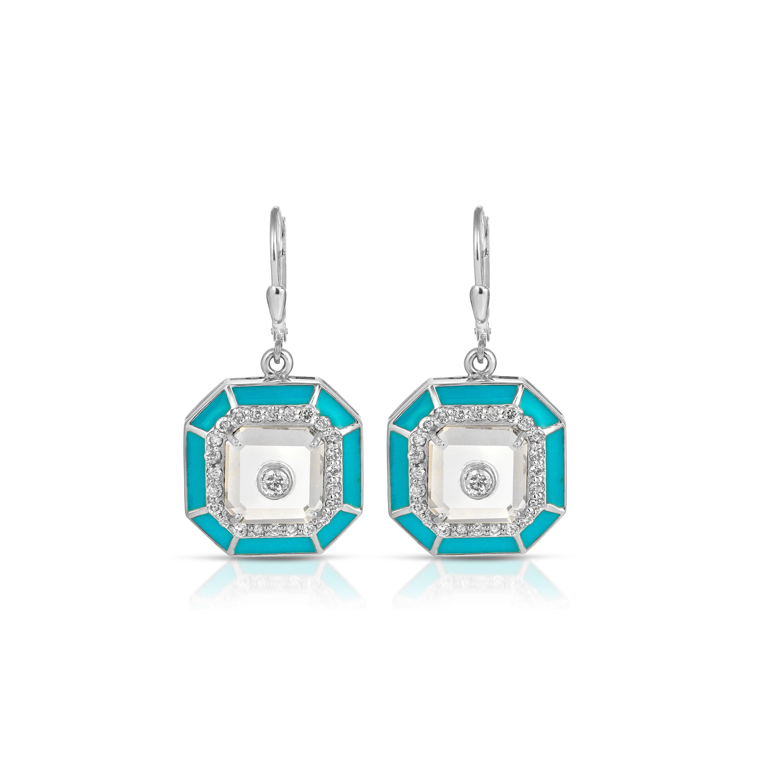 Diamond Crystal Enamel Drop Earrings