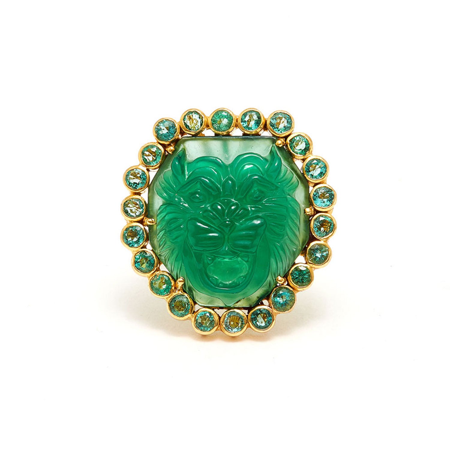 Emerald Green Onyx Tiger Cocktail Ring