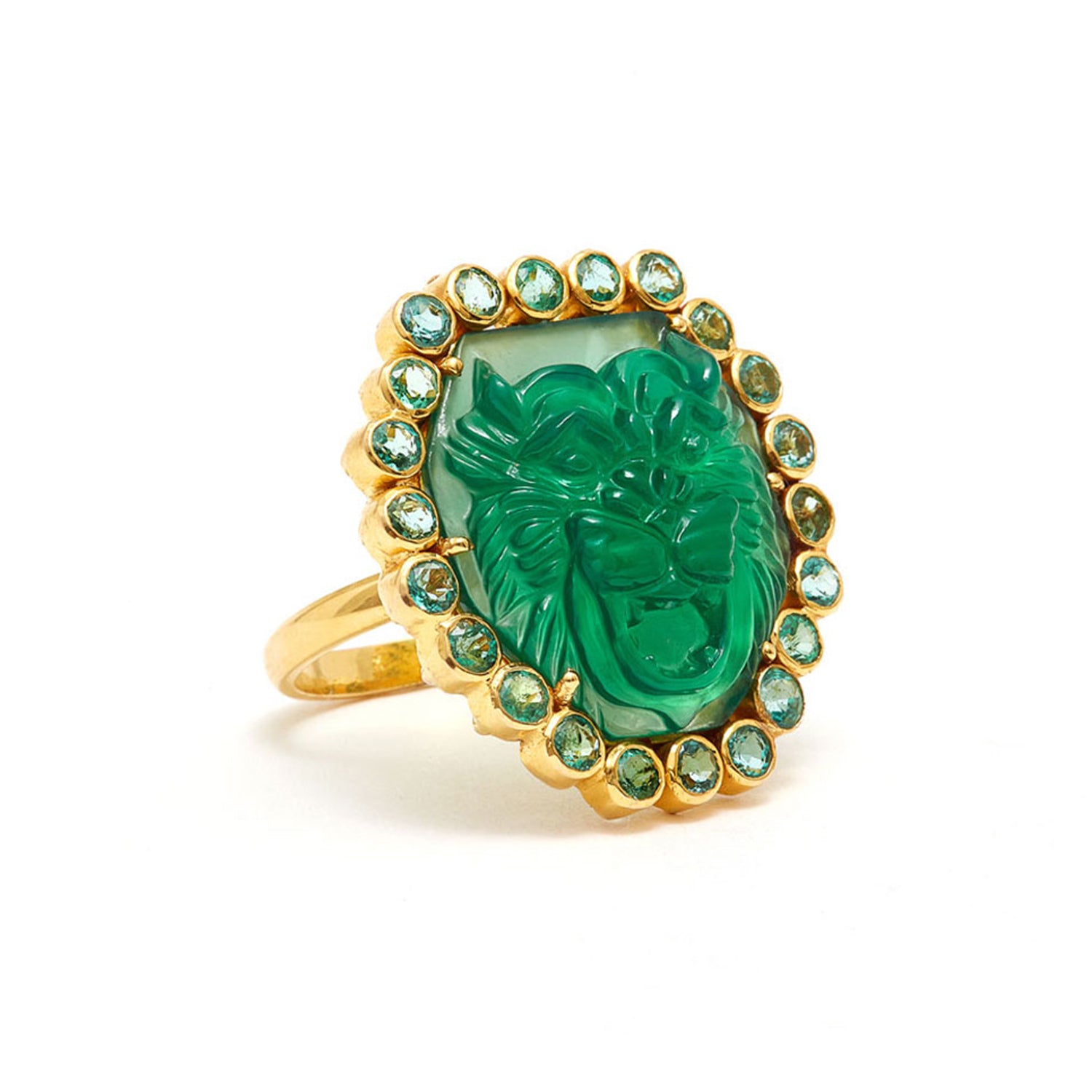 Emerald Green Onyx Tiger Cocktail Ring