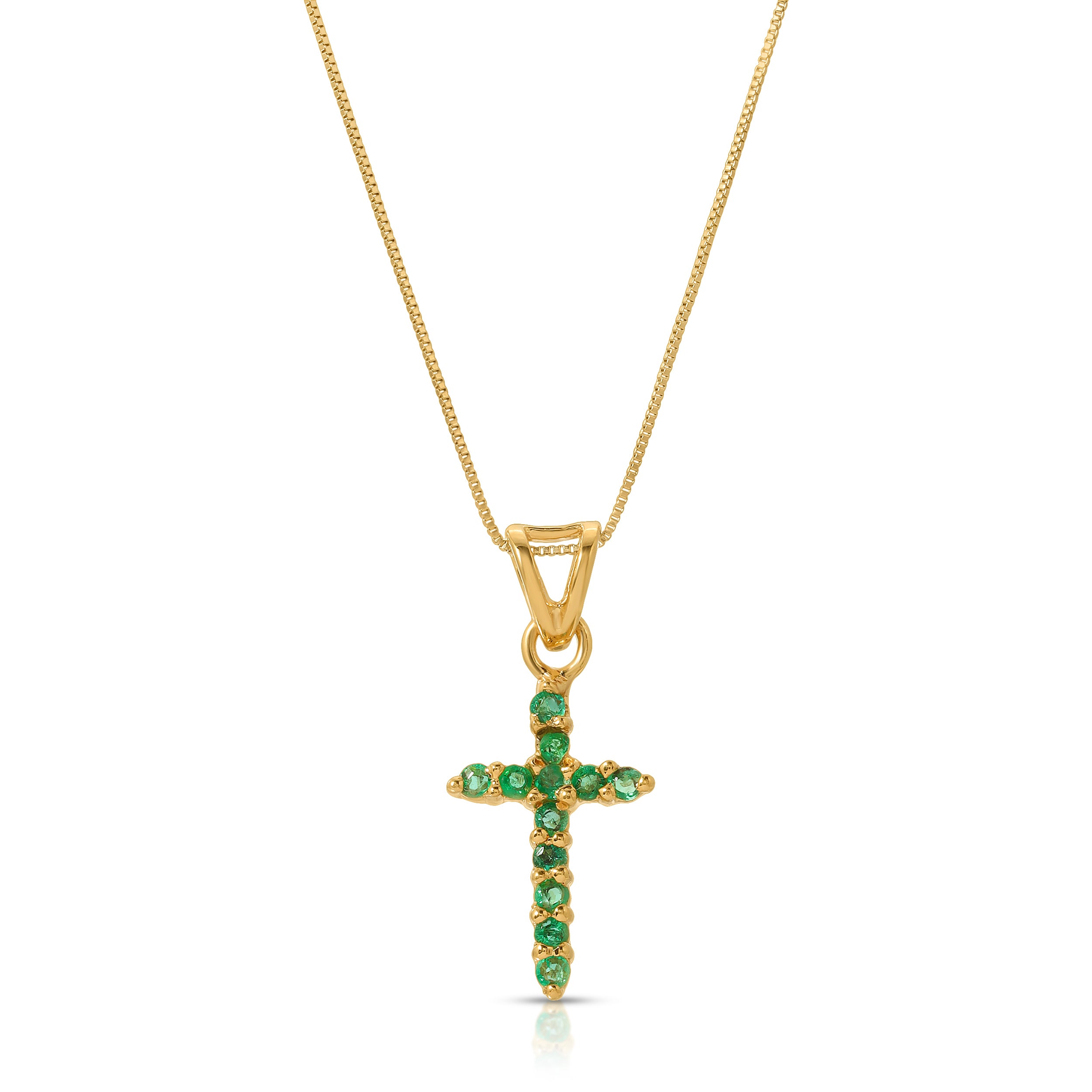 Petit Emerald Cross Pendant