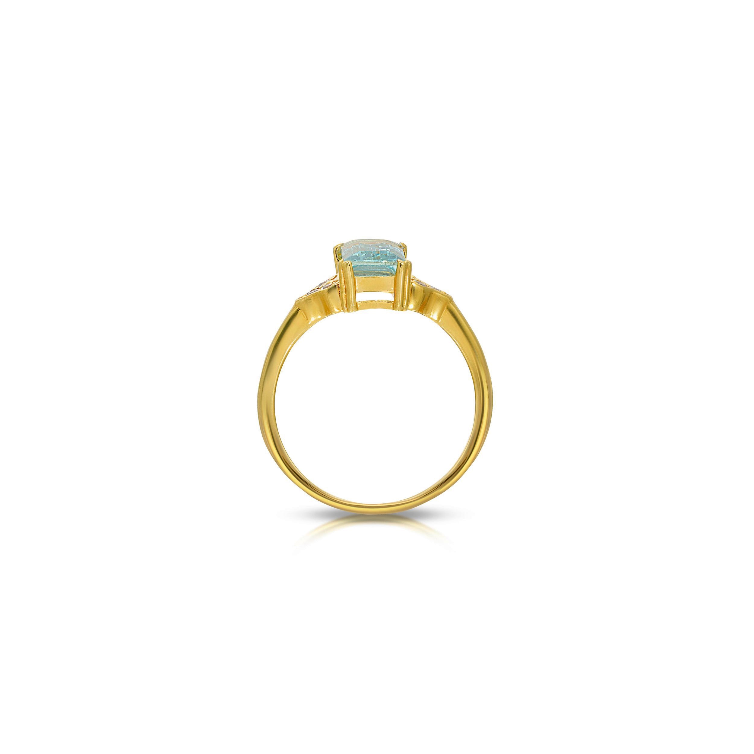 Emerald Cut Aquamarine Diamond Dress Ring