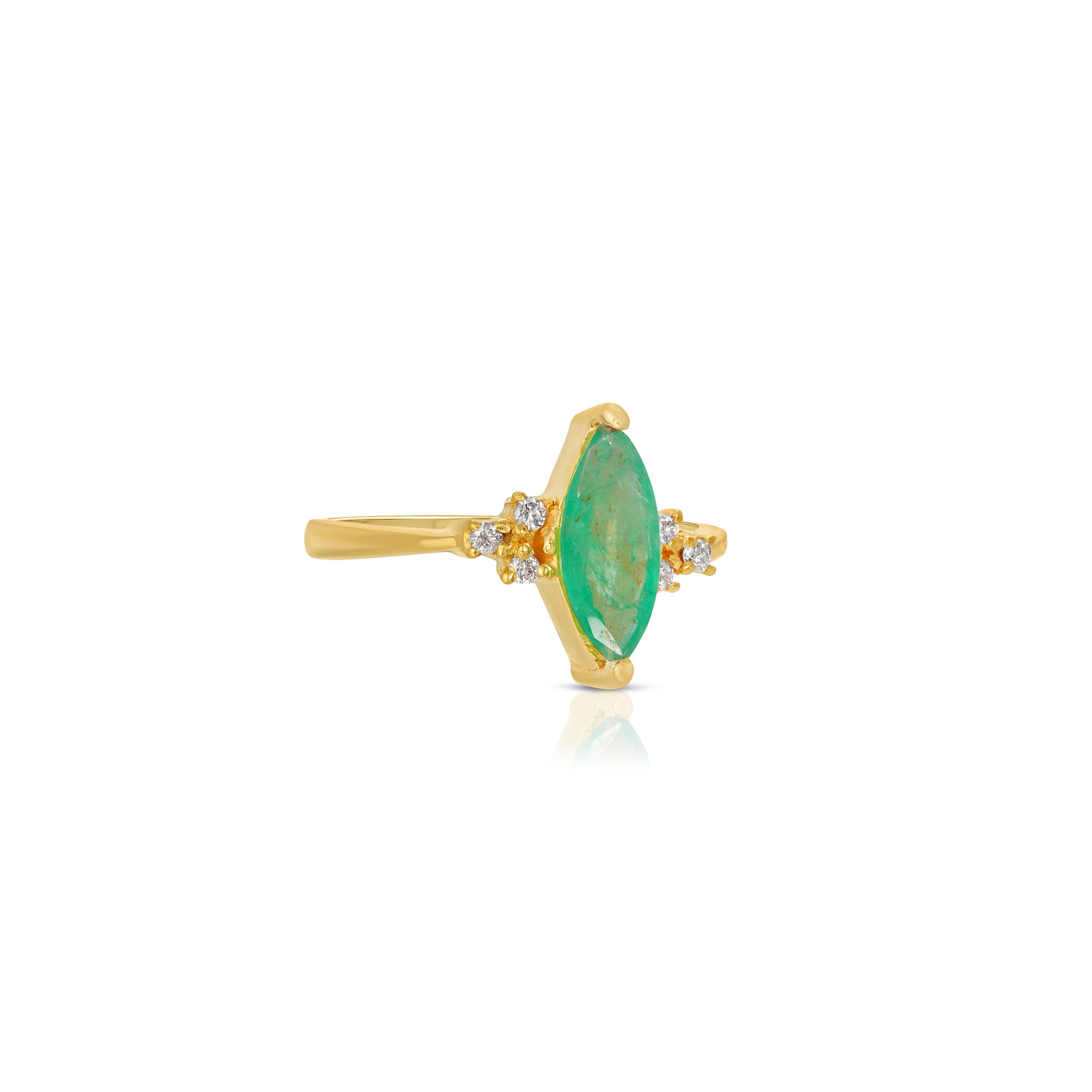 Emerald Cats Eye Diamond Dress Ring