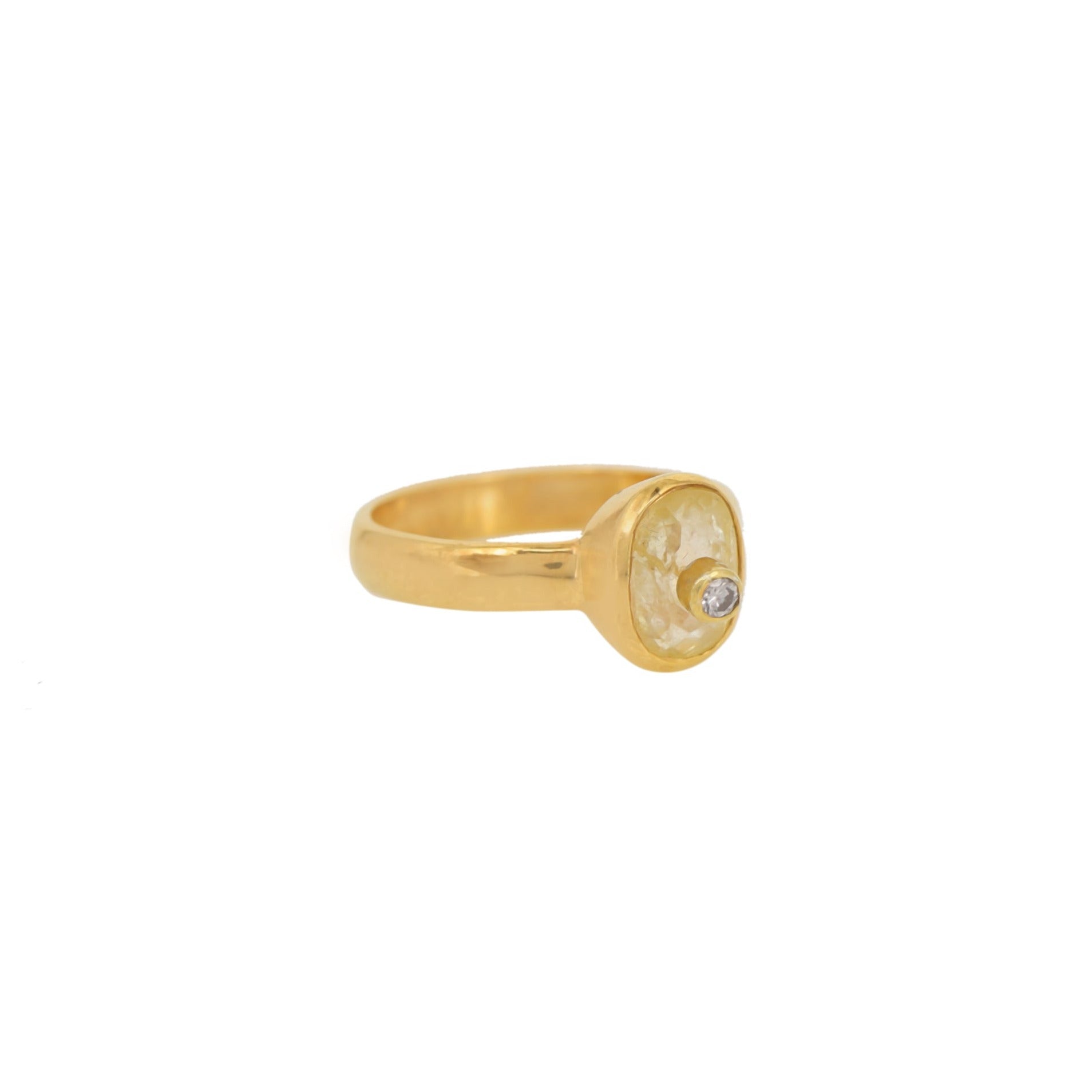 Yellow Sapphire DBD Diamond Ring