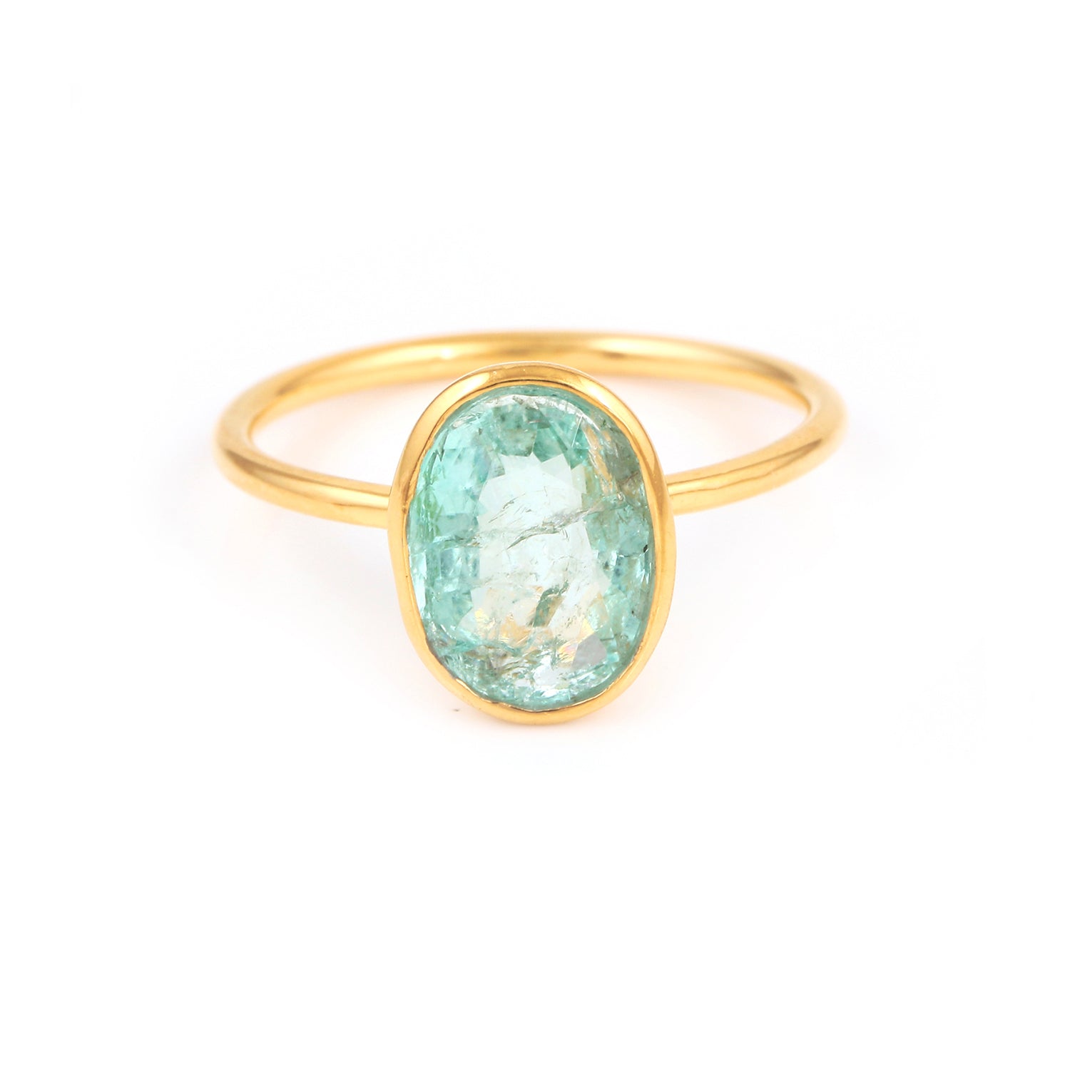 Mint Emerald Oval Signet Ring