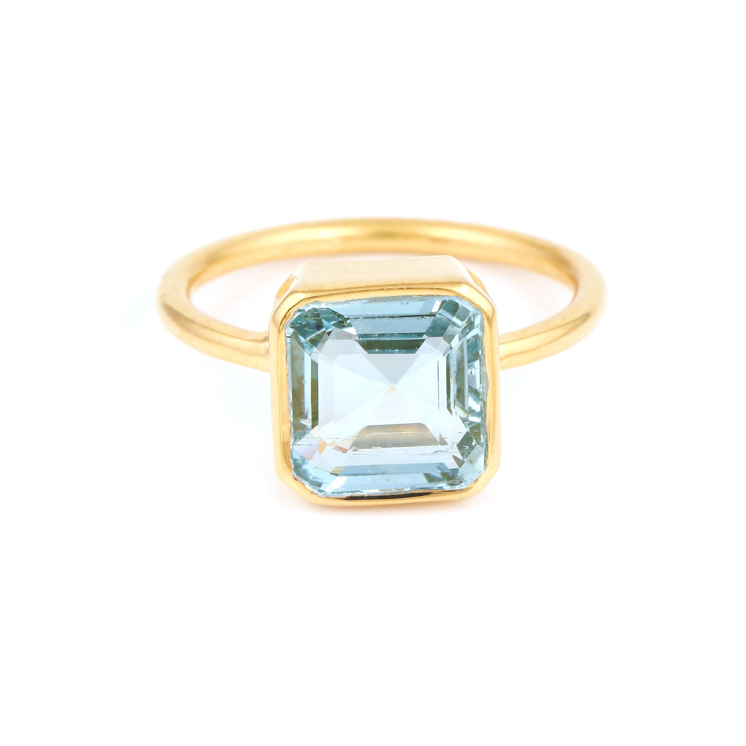 Ice Blue Emerald Cut Tourmaline  Signet Ring