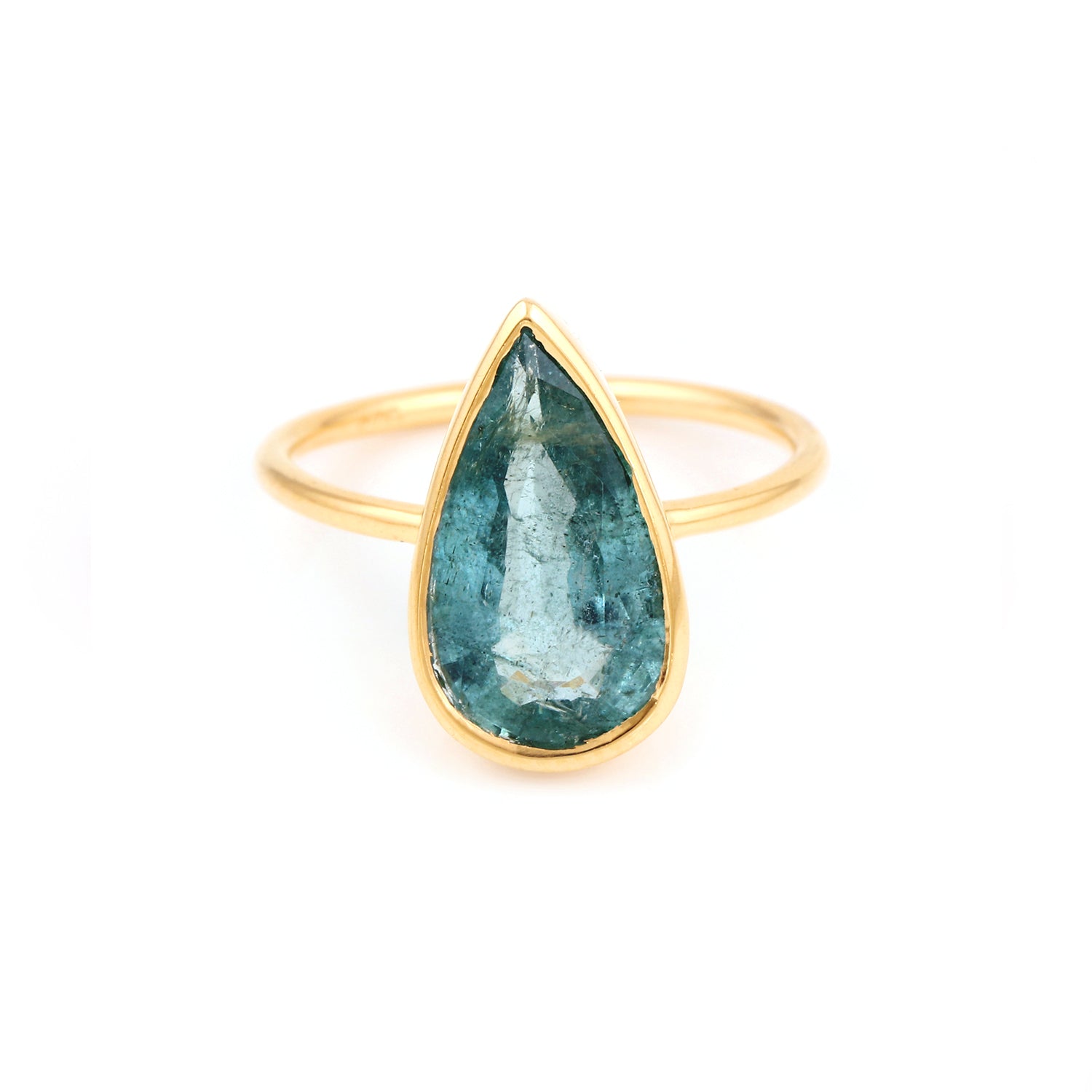 Azure Emerald Pear Drop Signet Ring