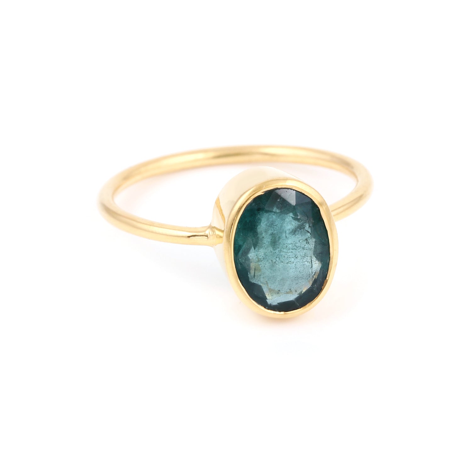 Azure Emerald Oval Signet Ring