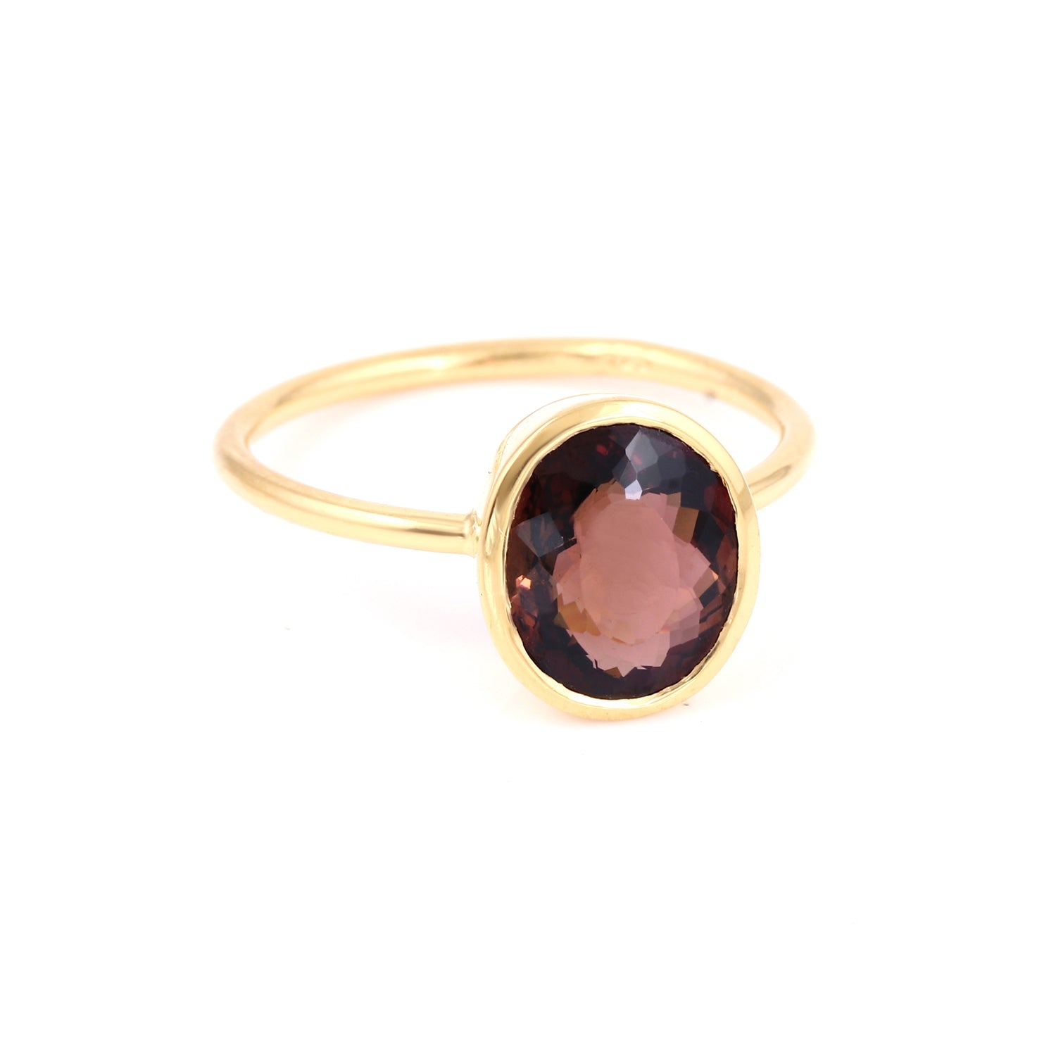 Wine Tourmaline Oval Signet Ring