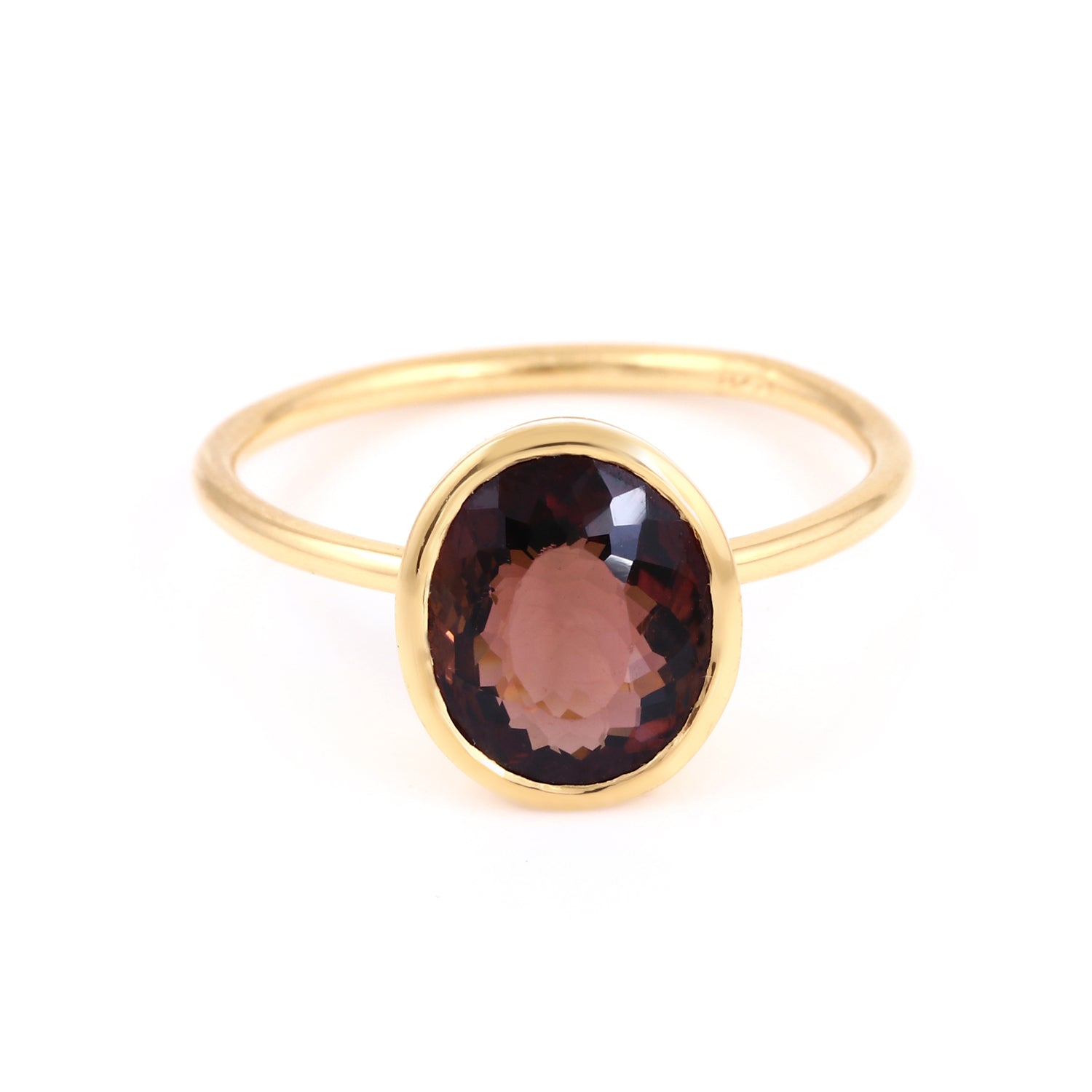 Wine Tourmaline Oval Signet Ring