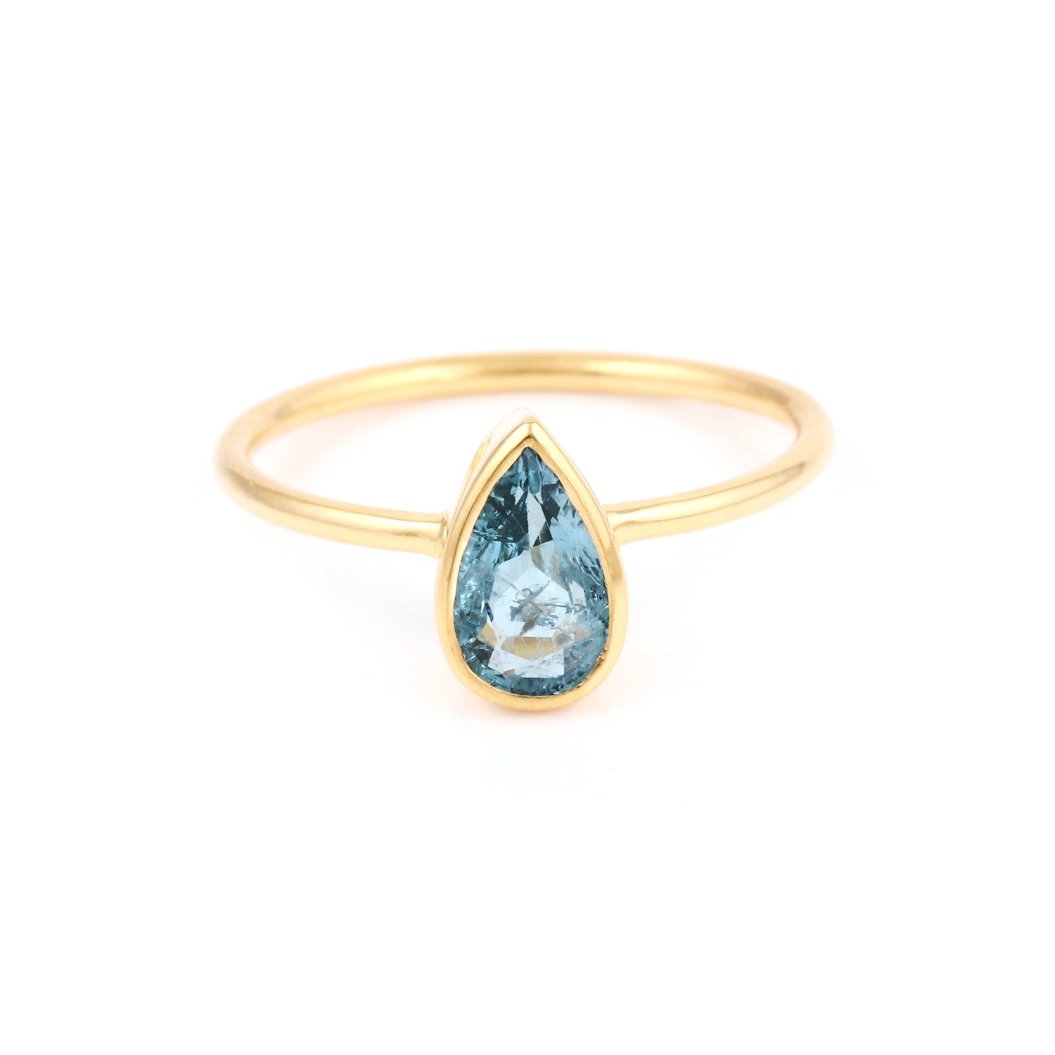 Azure Emerald Pear Drop Signet Ring