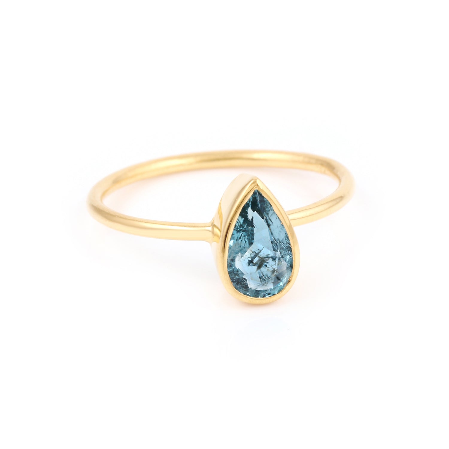 Azure Emerald Pear Drop Signet Ring