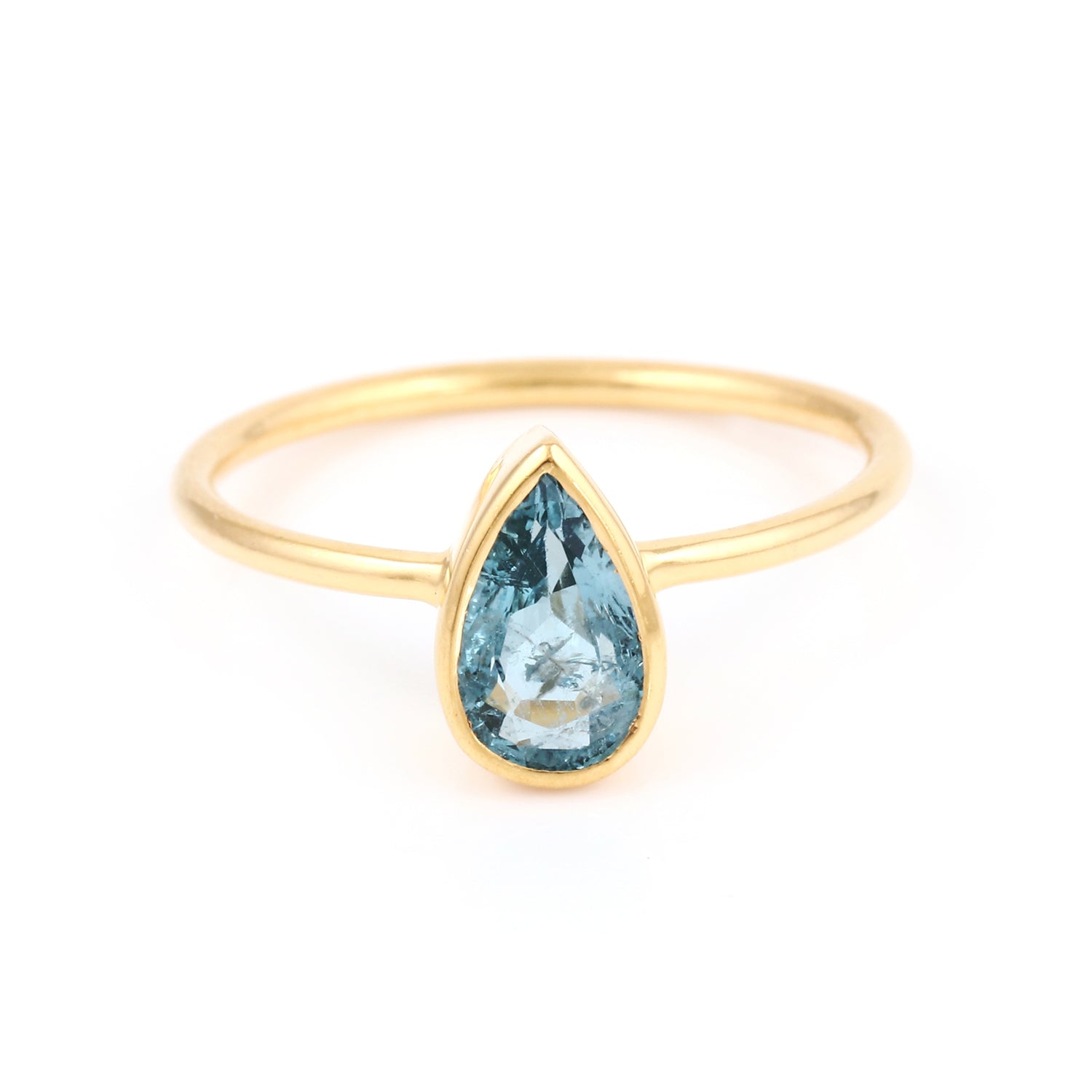 Azure Emerald Pear Drop Signet Ring