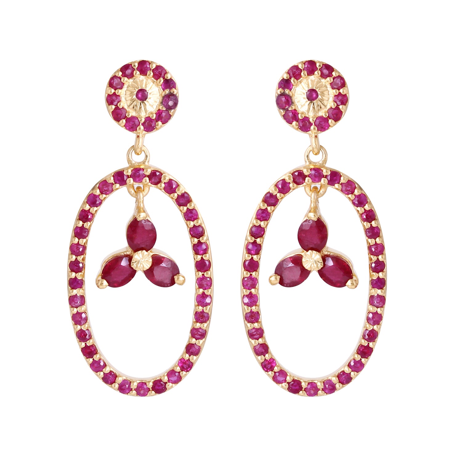 Ruby Oval Marquee Hoop Earrings