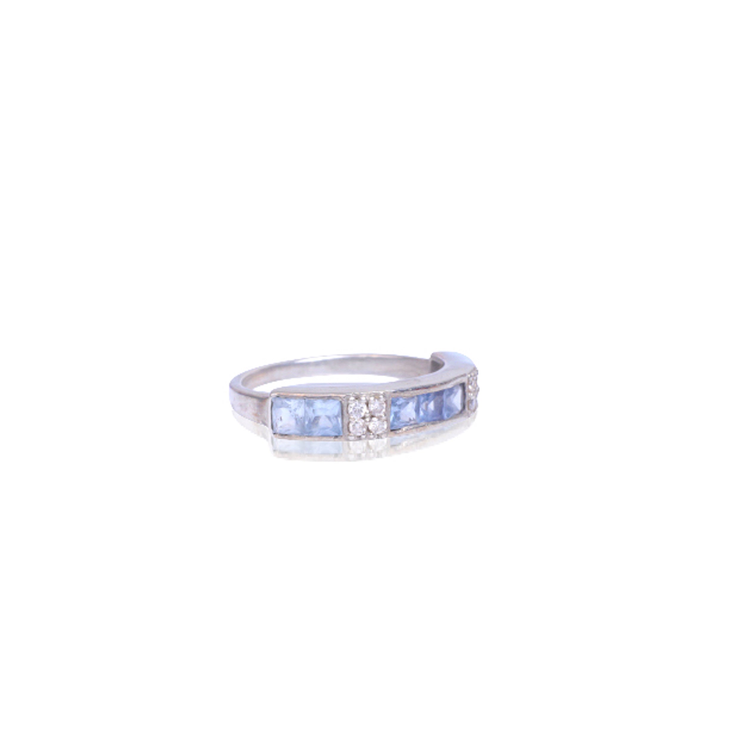 Ice Blue Sapphire Diamond Baguette Band