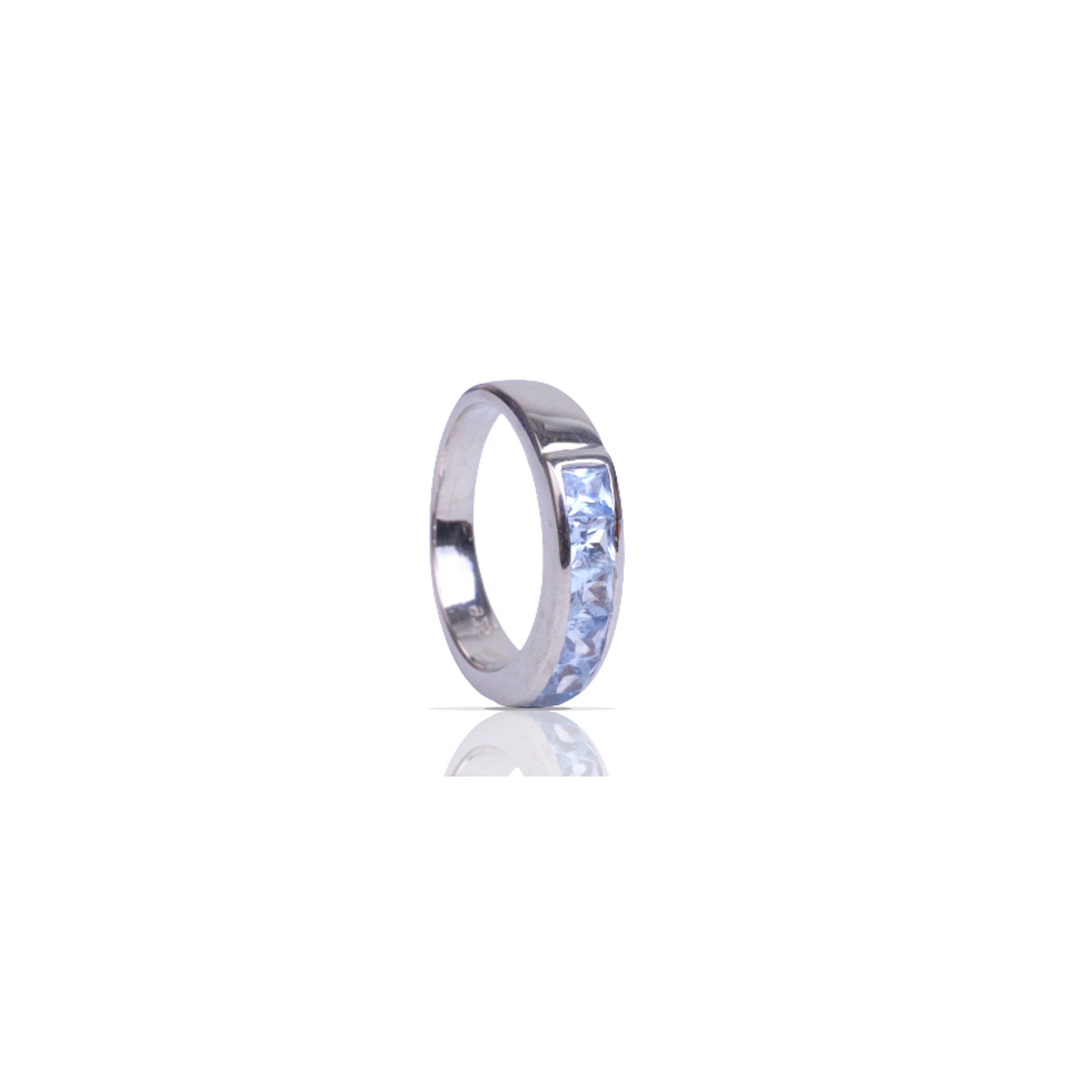 Ice Blue Sapphire Baguette Band Ring