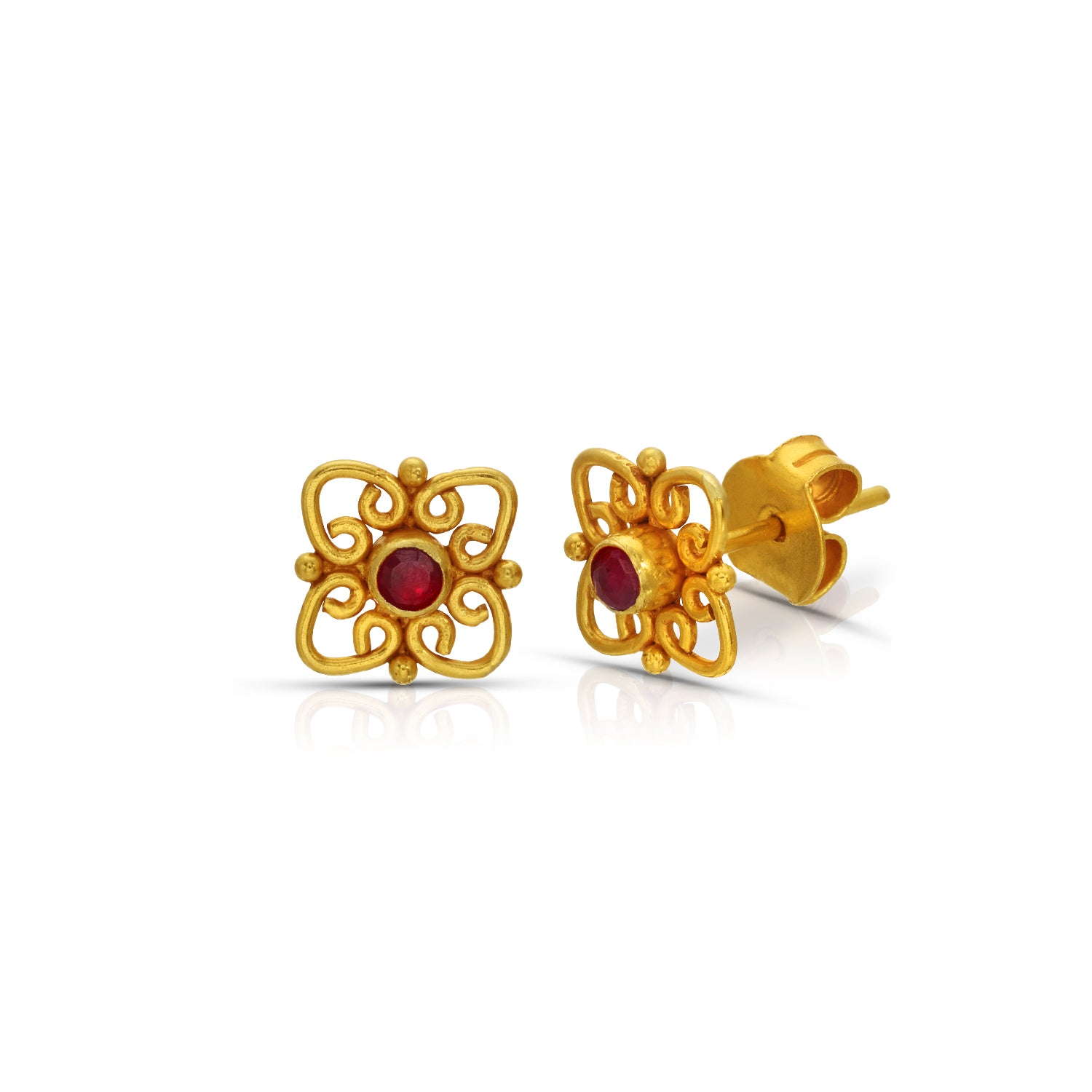 Ruby Rajasthan Gold Stud Earrings