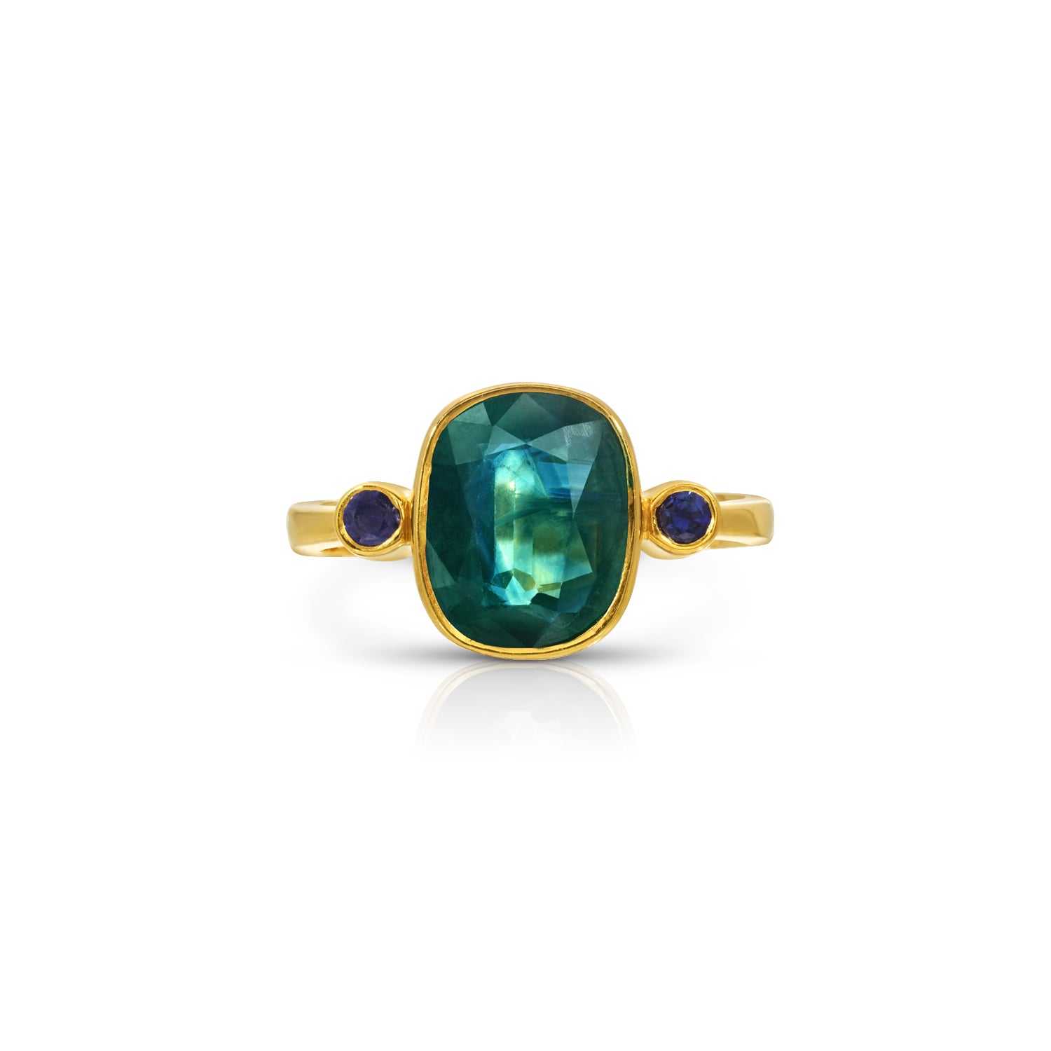 Teal Blue Sapphire Dress Ring