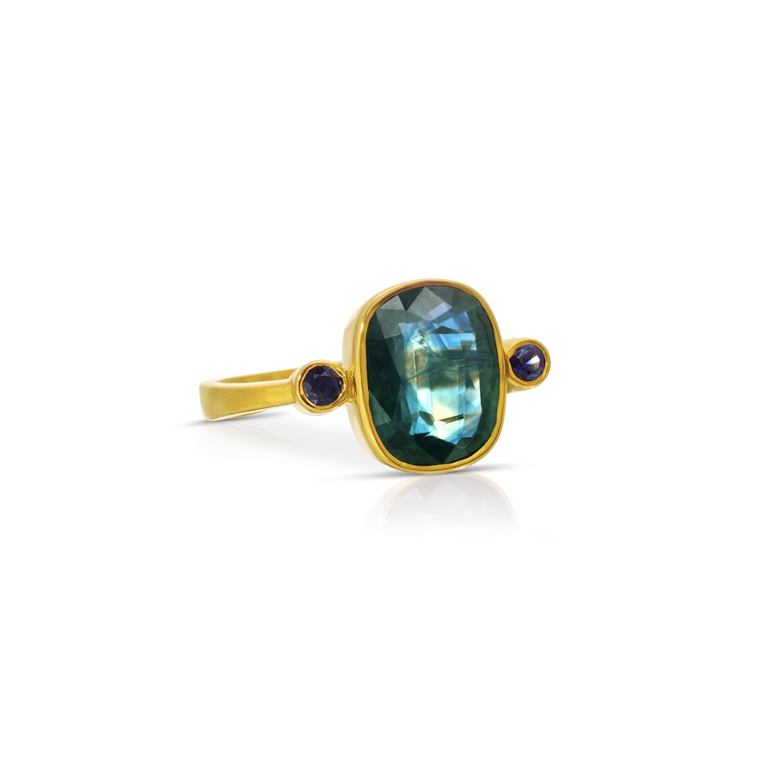 Teal Blue Sapphire Dress Ring