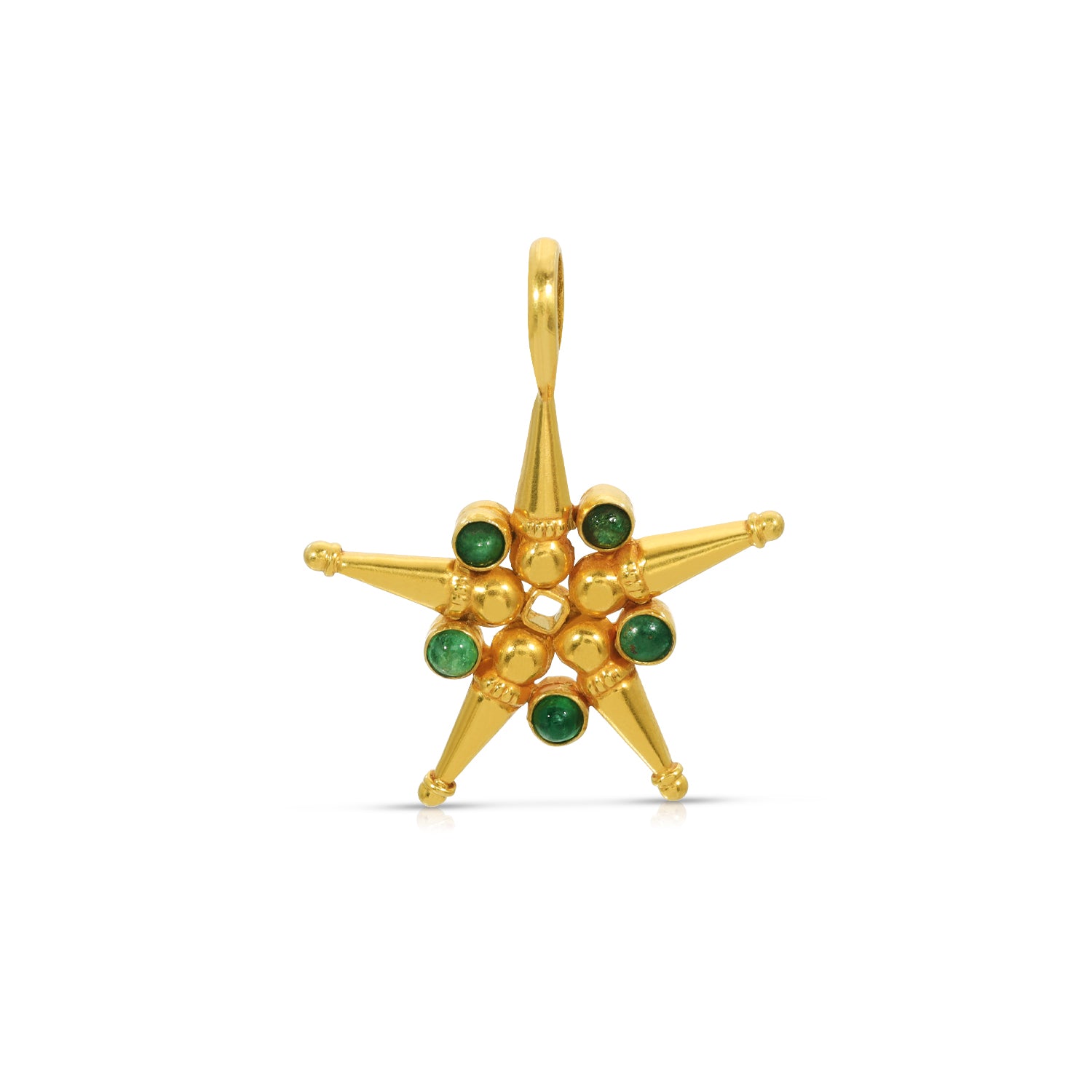 Reversible Emerald Ruby Gold Star Pendant
