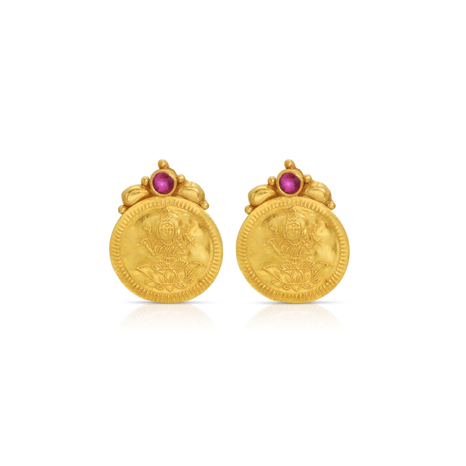 Laxmi Gold Ruby Stud Earrings