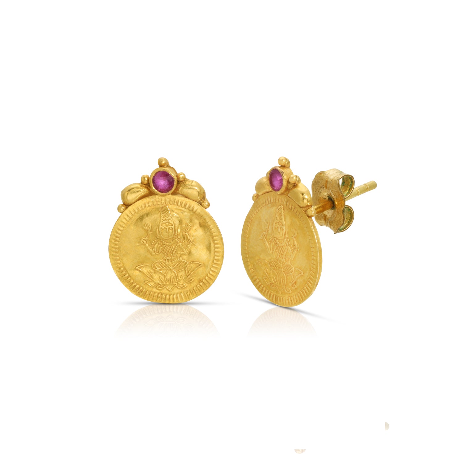 Laxmi Gold Ruby Stud Earrings