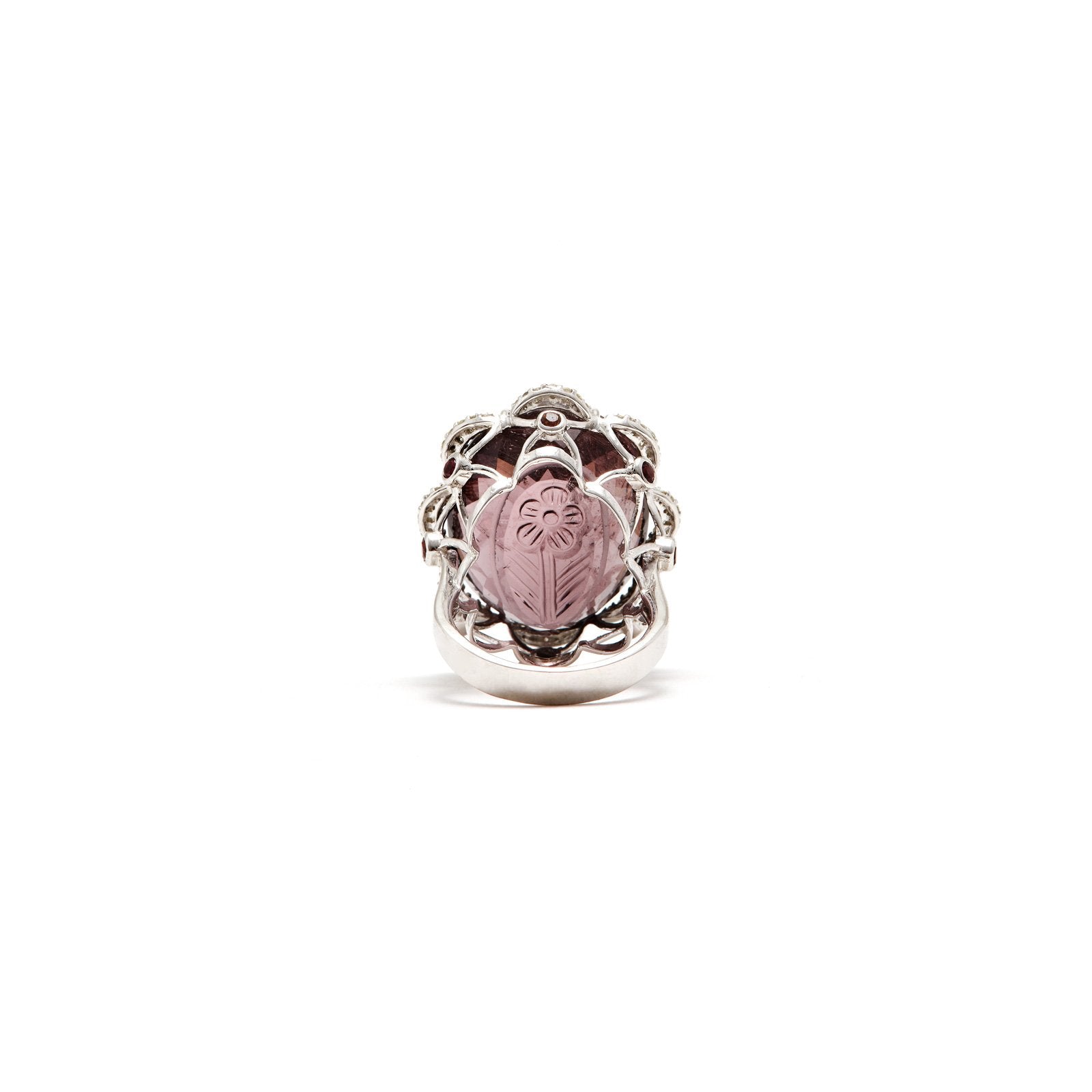 Violet Tourmaline and Diamond Flower Cocktail Ring