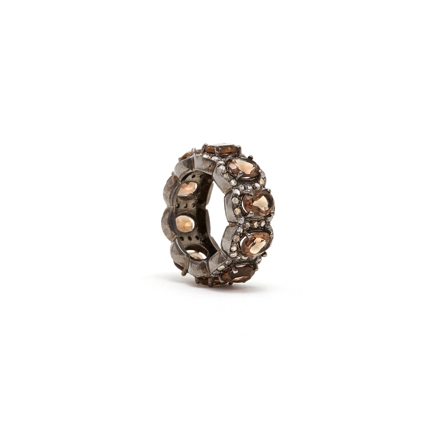 Smokey Quartz Diamond Tiara Ring-Ring-Jaipur Atelier