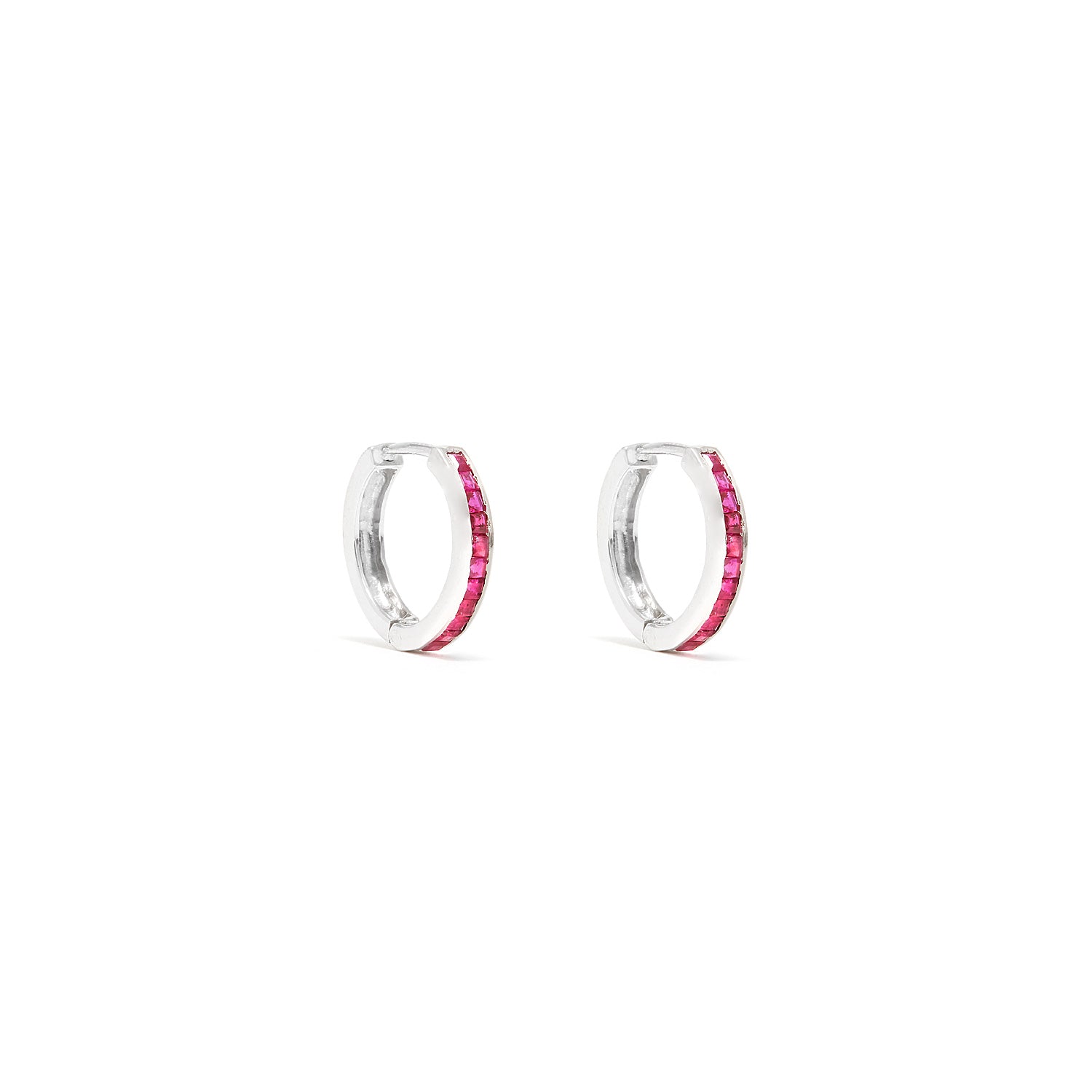 Ruby Baguette Hoop Earrings-Earrings-Jaipur Atelier