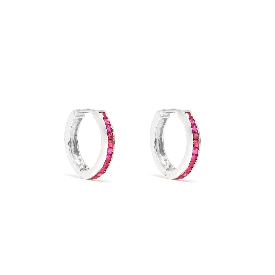 Ruby Baguette Hoop Earrings