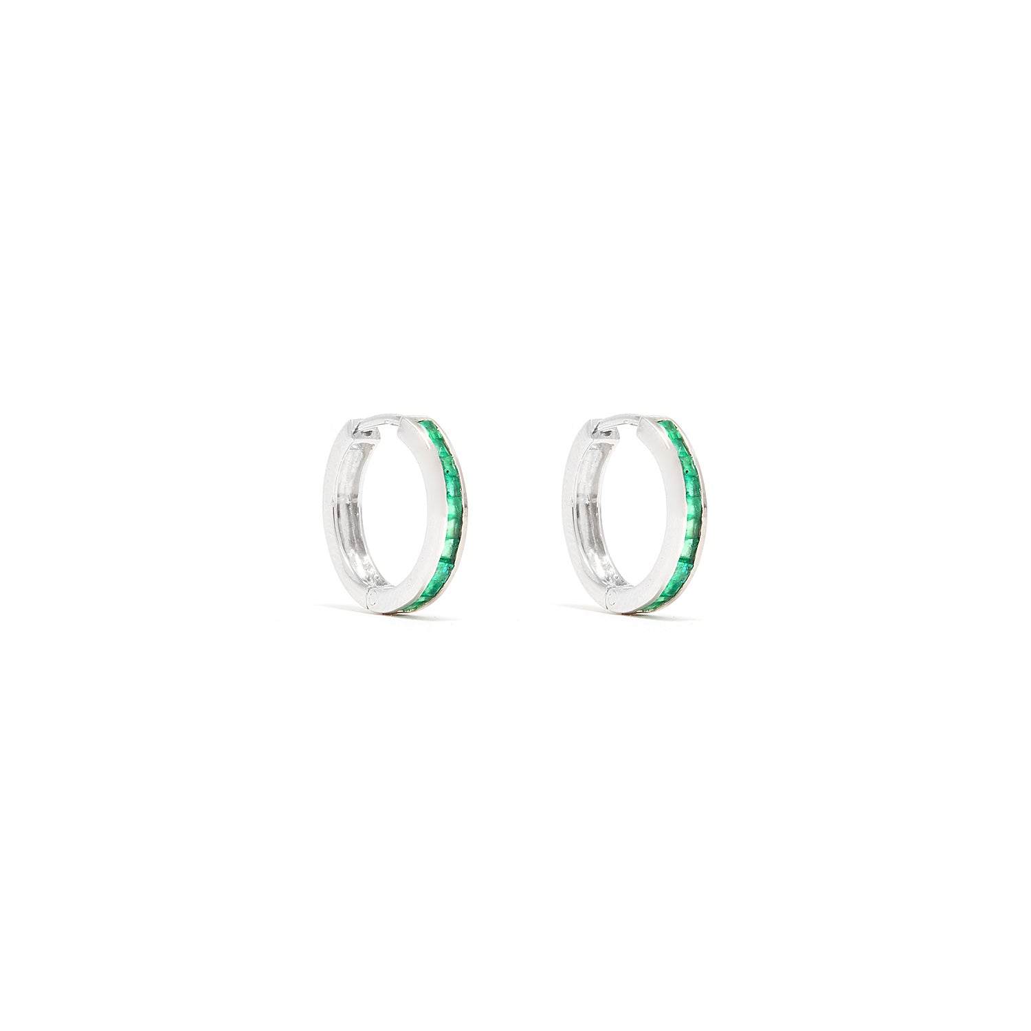 Emerald Baguette Hoop Earrings-Earrings-Jaipur Atelier