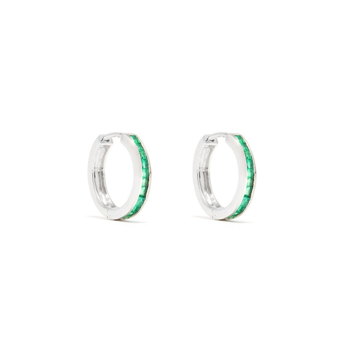 Emerald Baguette Hoop Earrings