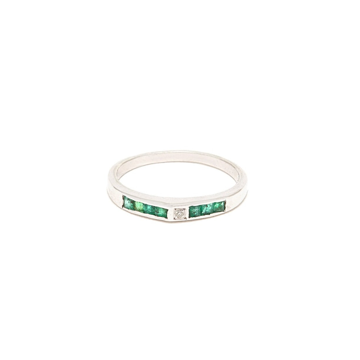 Emerald Diamond Baguette Band