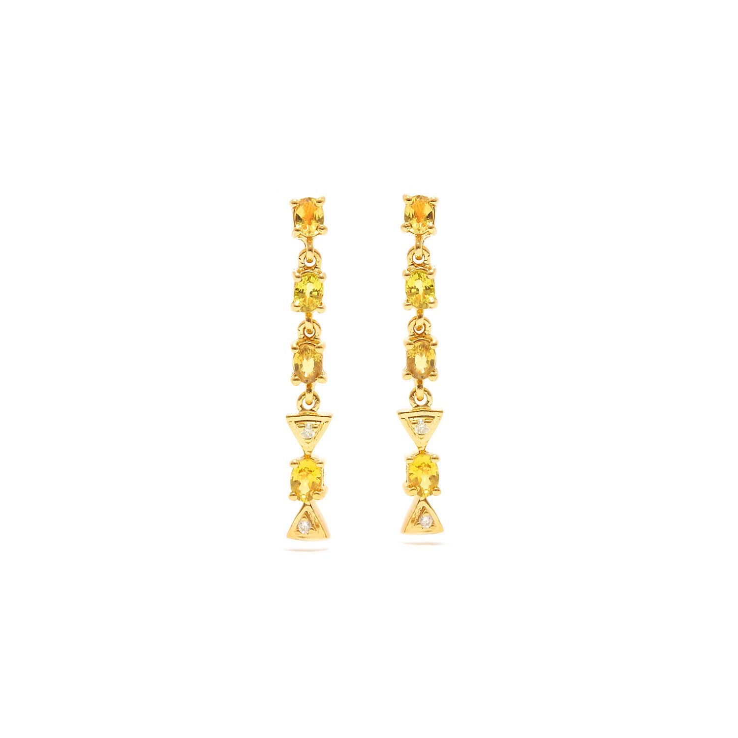 Yellow Sapphire Diamond Chandelier Earrings-Earrings-Jaipur Atelier