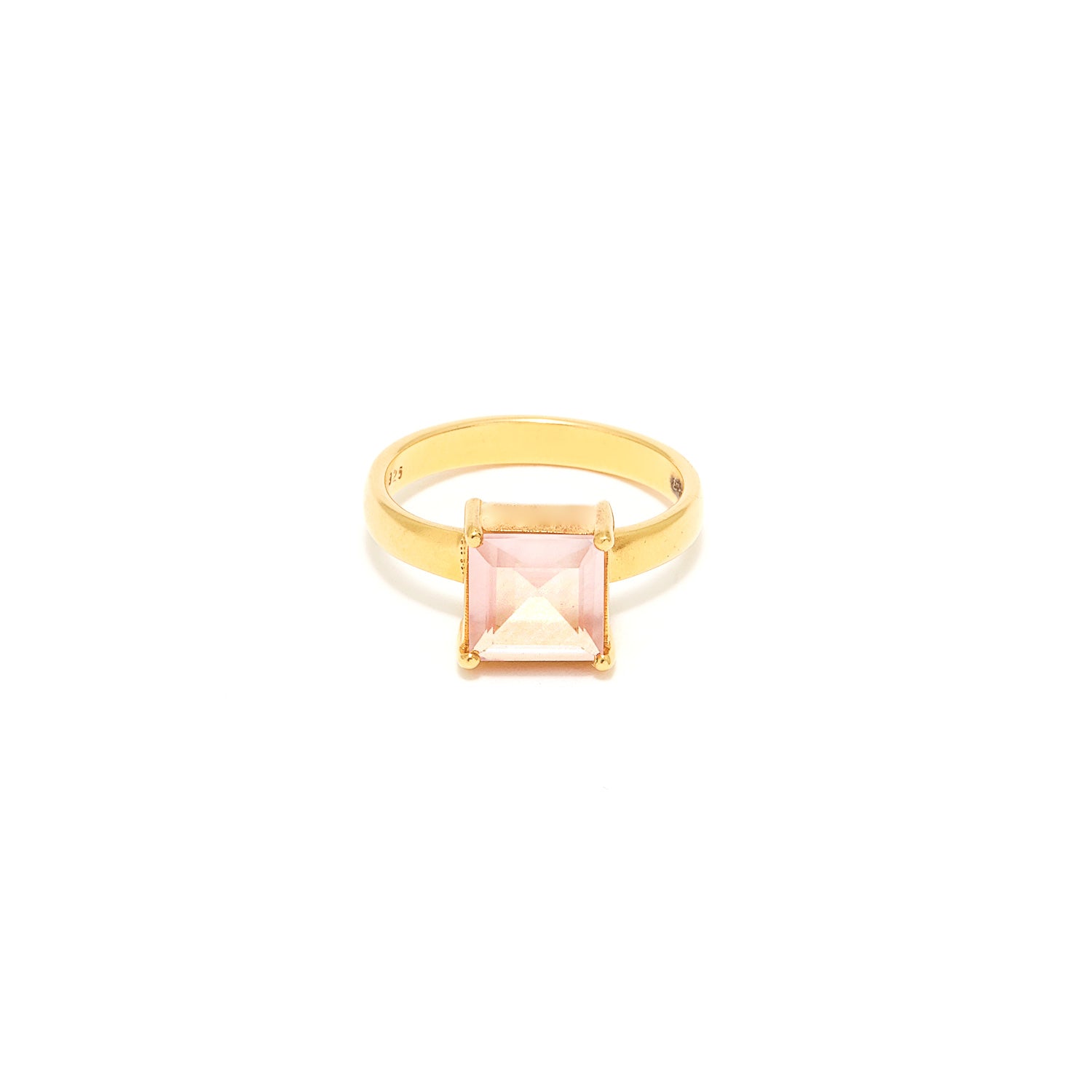 Rose Quartz Cushion Cut Dress Ring-Ring-Jaipur Atelier