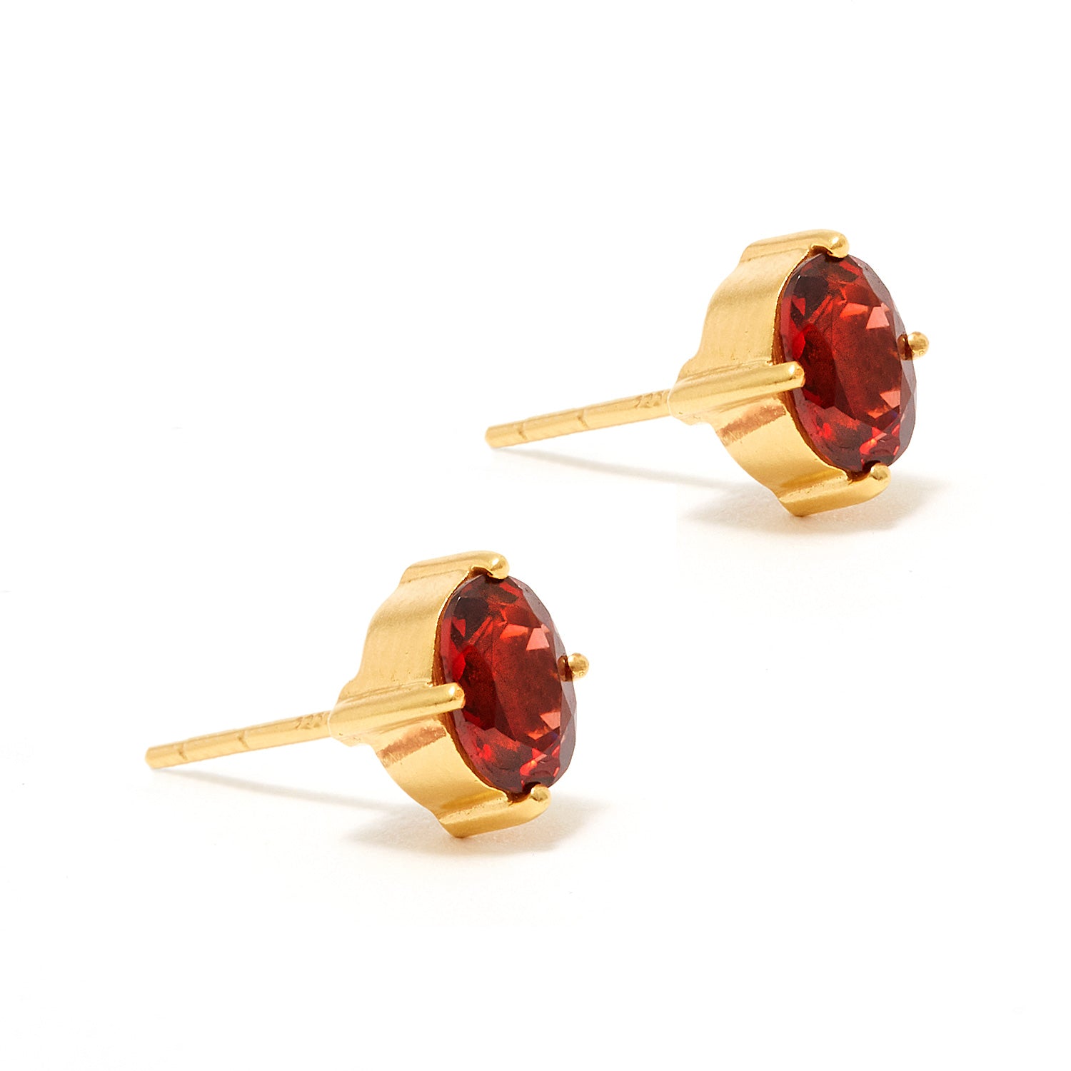 Garnet Oval Cut Stud Earrings-Earrings-Jaipur Atelier