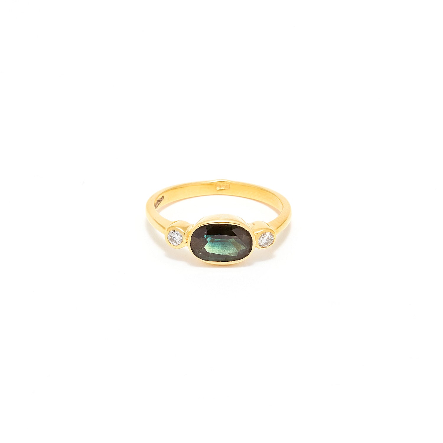 Green Sapphire Diamond Dress Ring-Ring-Jaipur Atelier