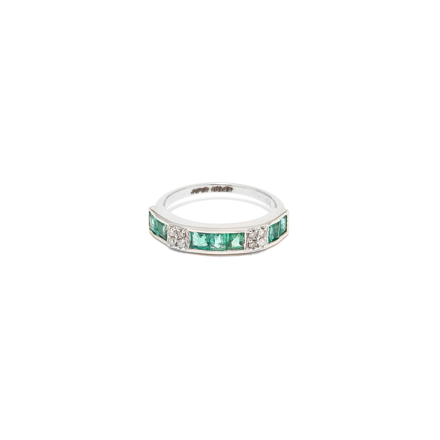Emerald Diamond Baguette Band Ring-Ring-Jaipur Atelier