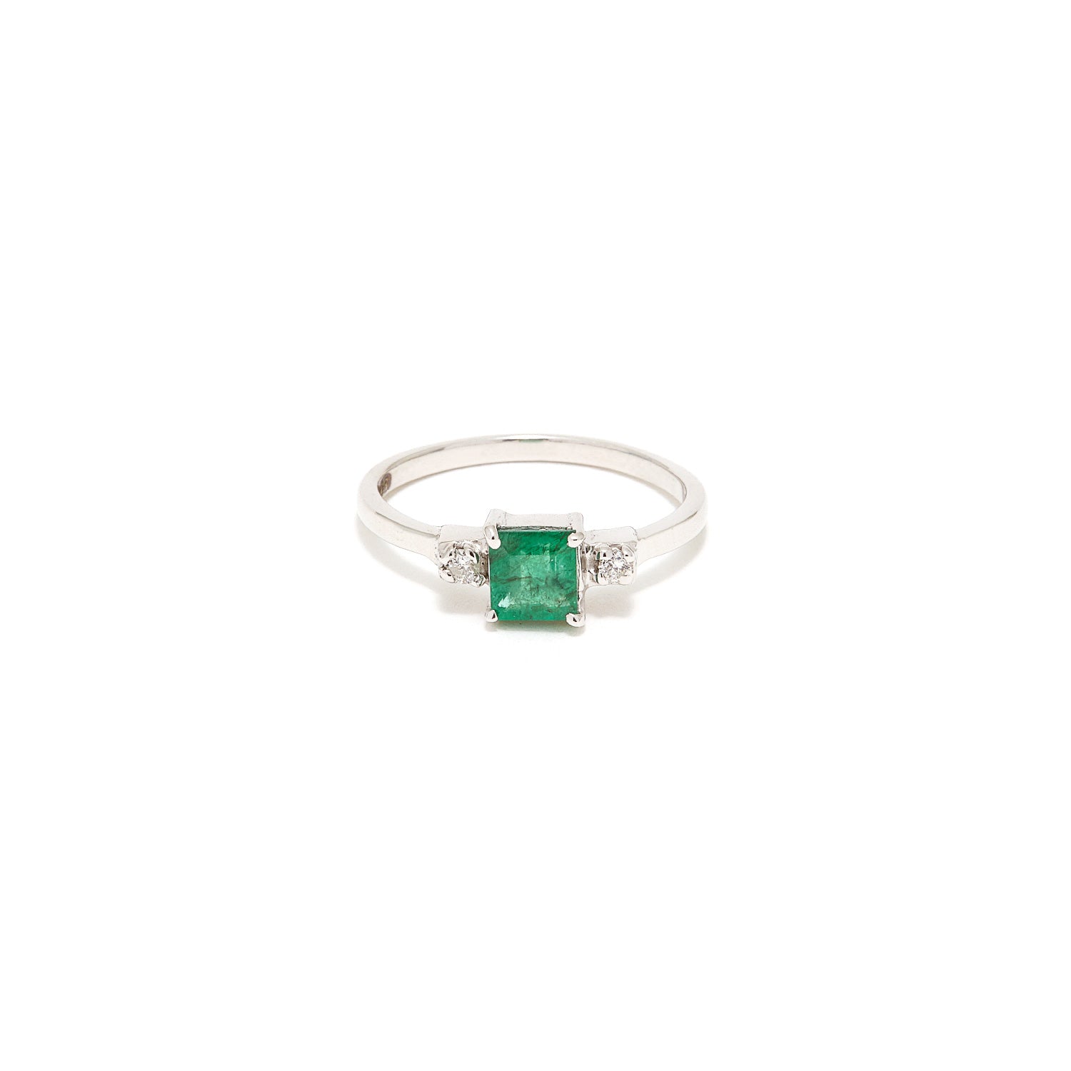Emerald Cut Emerald Diamond Ring-Ring-Jaipur Atelier