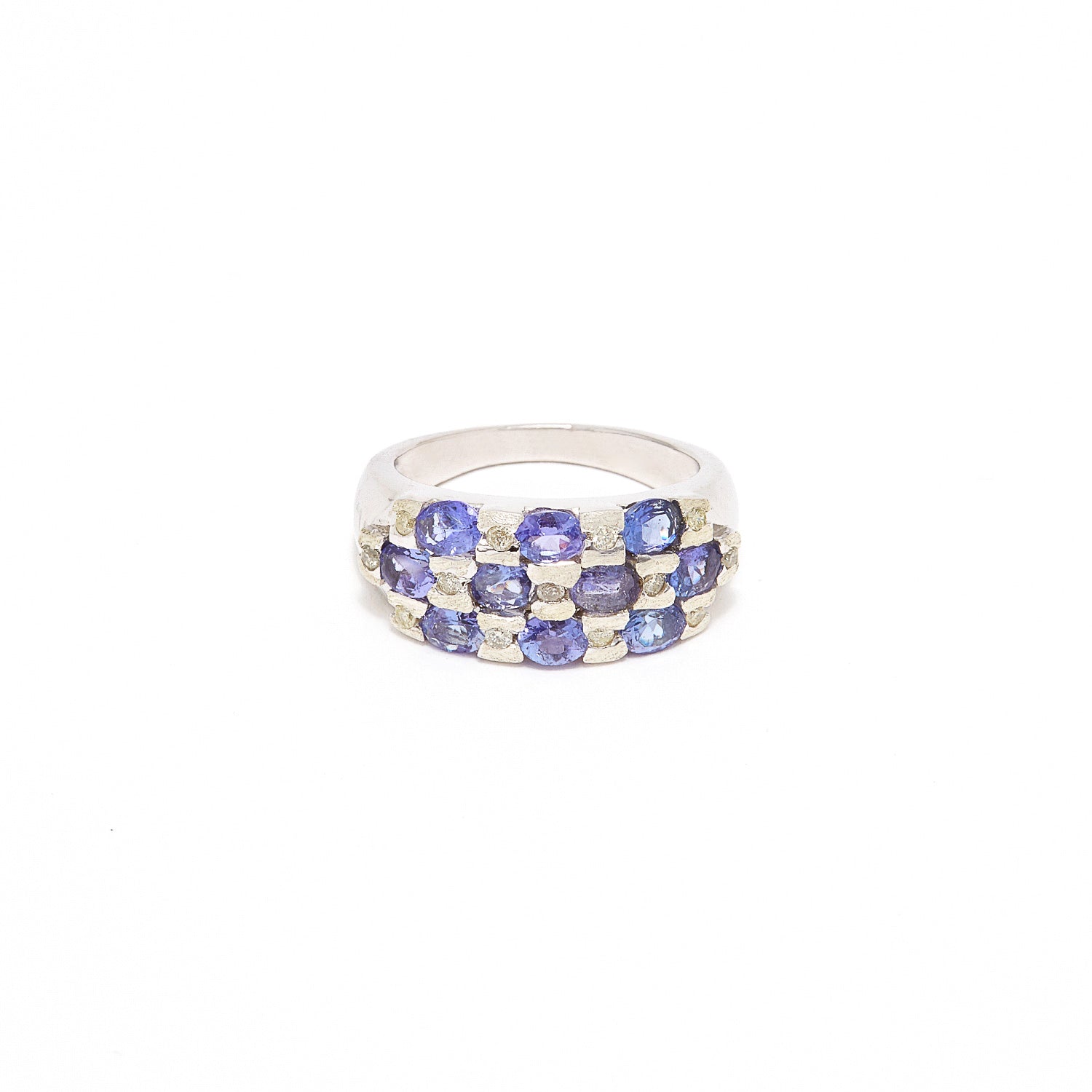 Tanzanite Diamond Checker Dress Ring-Ring-Jaipur Atelier