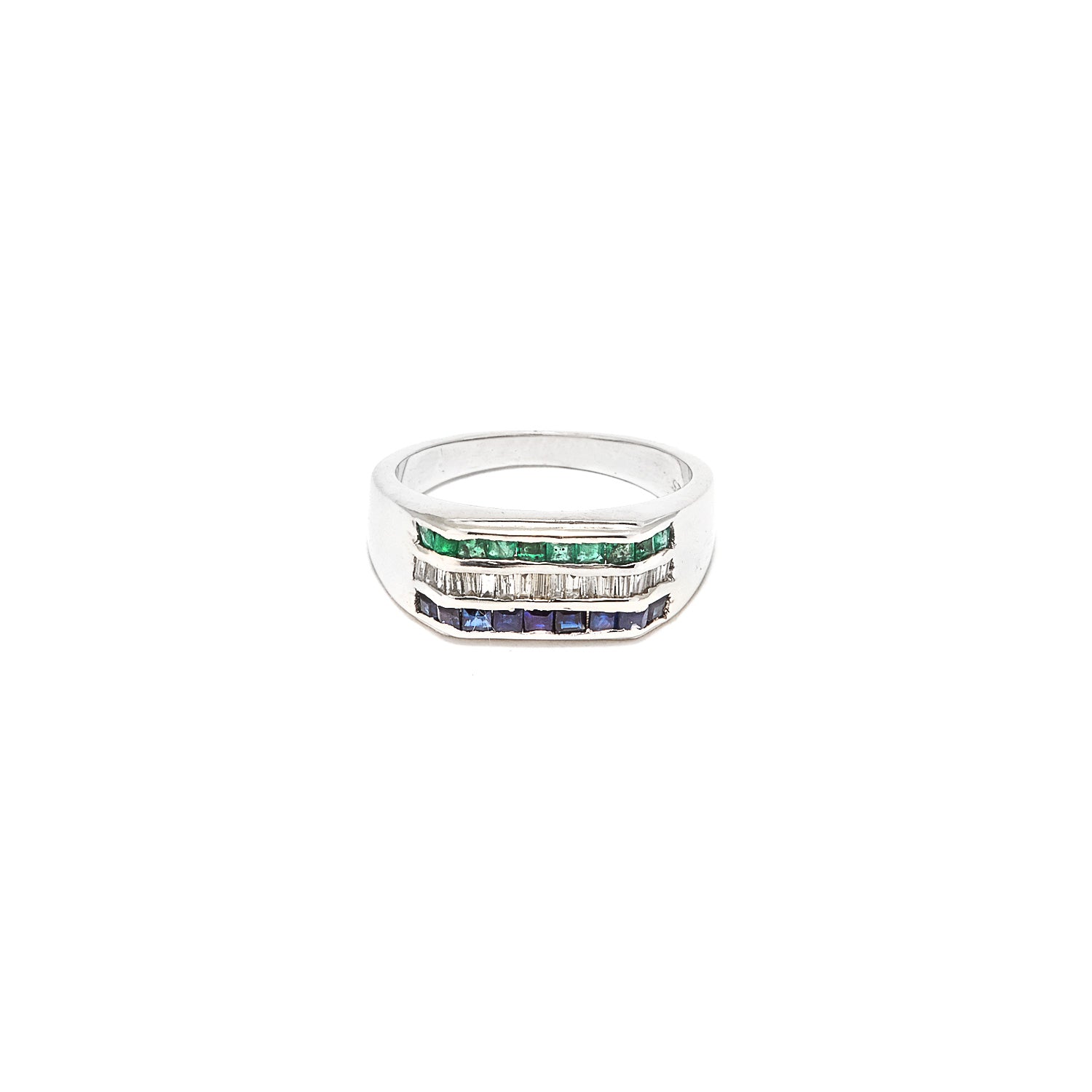 Emerald Sapphire Diamond Pinky Ring-Ring-Jaipur Atelier