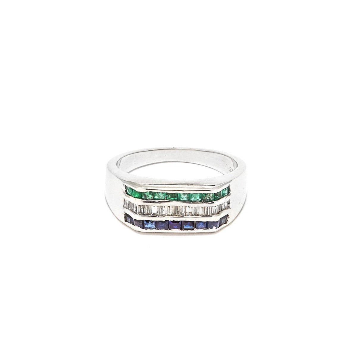 Emerald Sapphire Diamond Pinky Ring