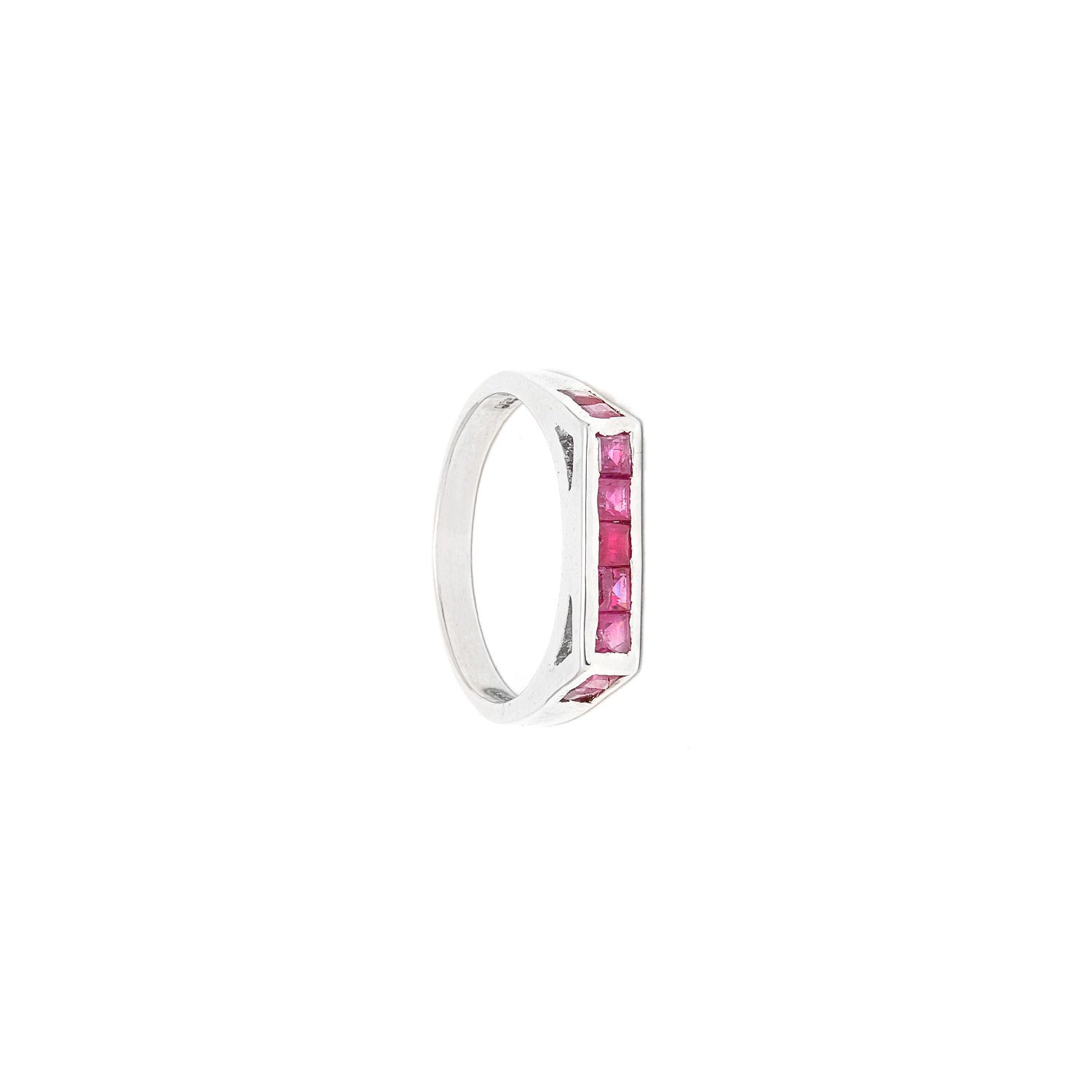 Square Top Ruby Baguette Ring