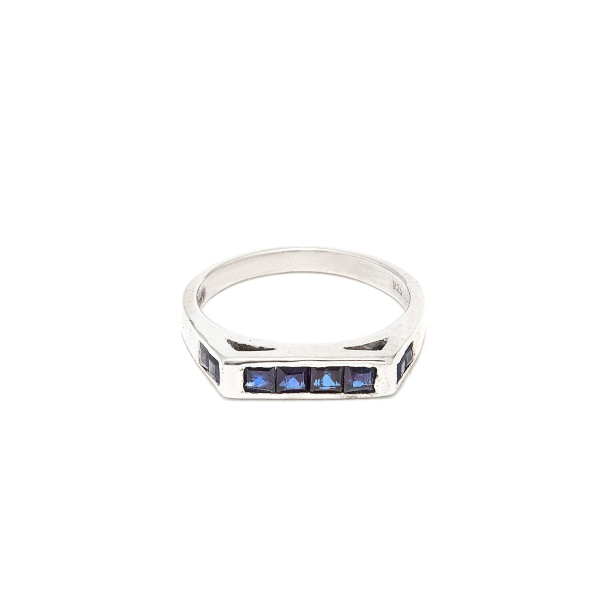 Square Top Sapphire Baguette Ring