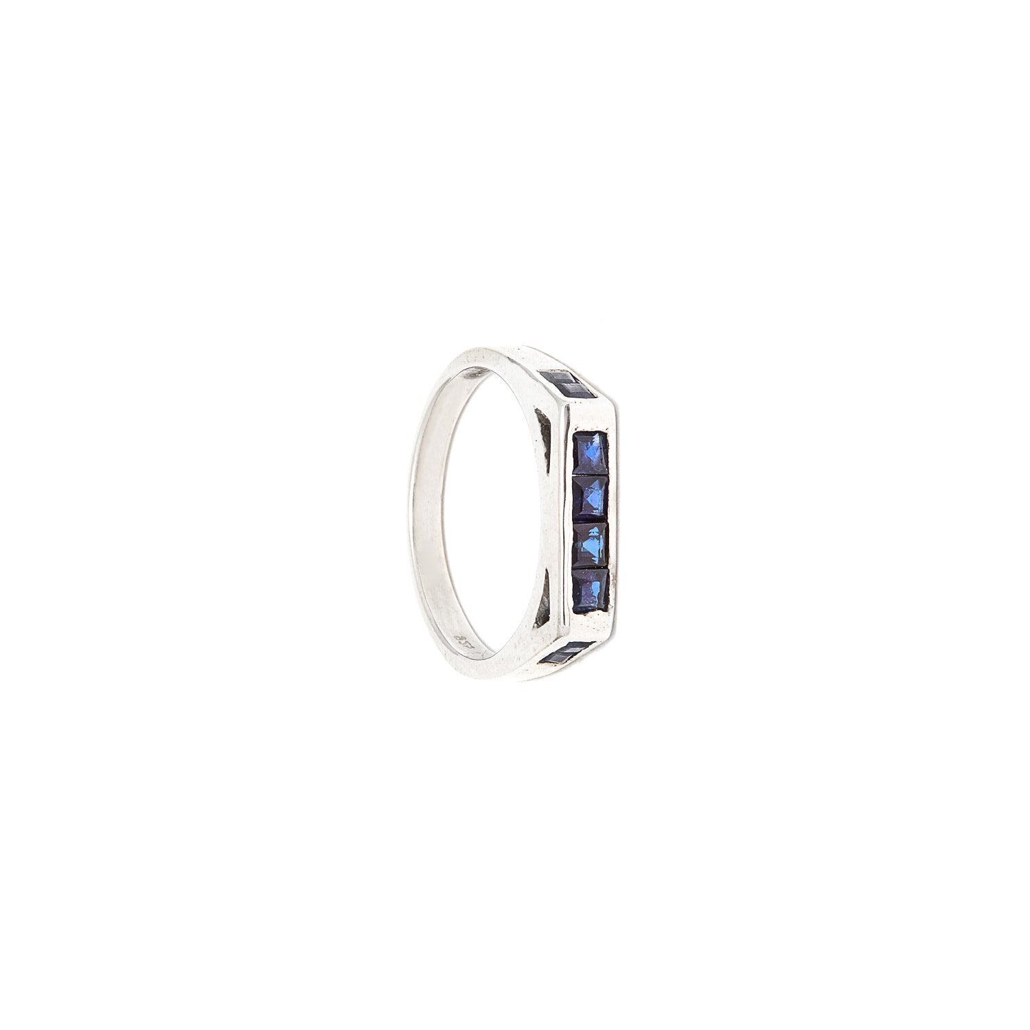 Square Top Sapphire Baguette Ring