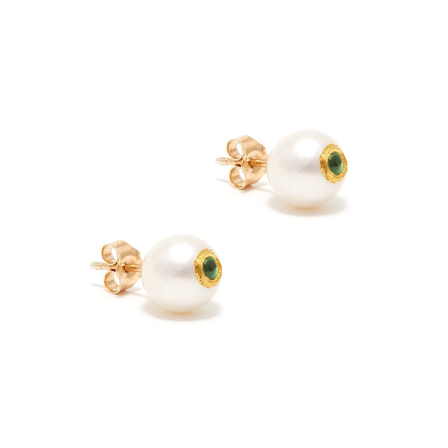 Pearl Emerald Kundan Gold Studs